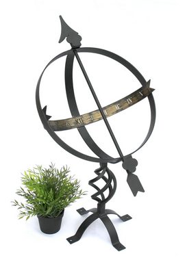 DanDiBo Gartenfigur Sonnenuhr Schwarz aus Metall Schmiedeeisen Wetterfest 70 cm Gartenuhr