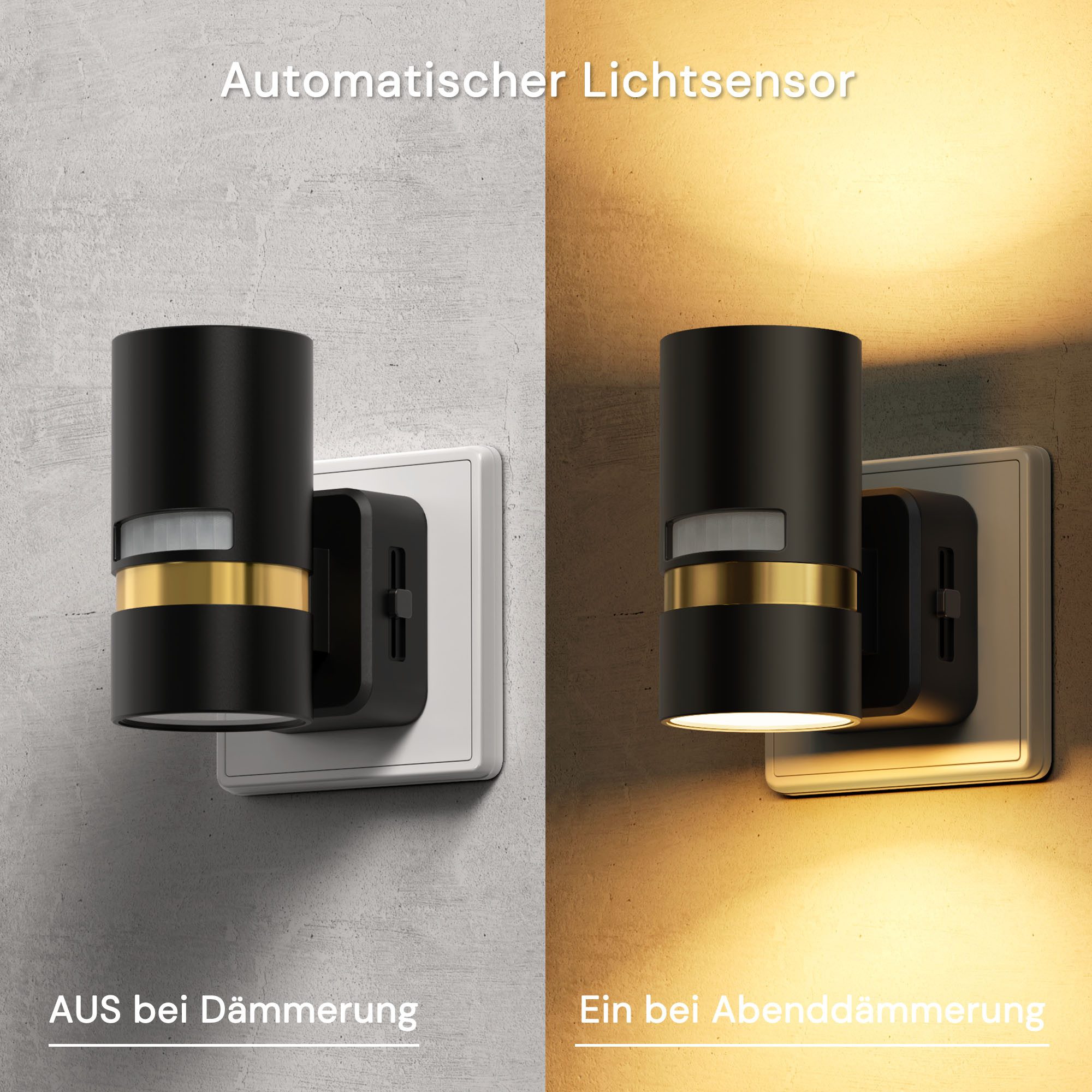 LOHAS-LED Nachtlicht Steckdosen Nachtlicht mit Bewegungsmelder & Dämmerungssensor, LED fest integriert, Warmweiß, dimmbar, 2700K, Orientierungslicht für Flur & Schlafzimmer