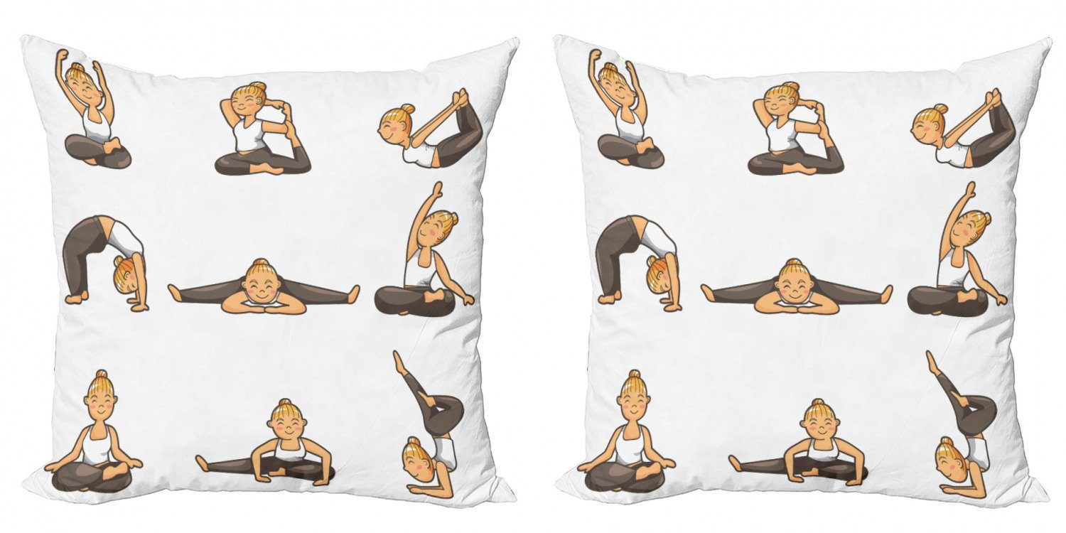 Kissenbezüge Modern Positionen Mädchen Yoga Digitaldruck, Stück), Aerobic Doppelseitiger (2 Abakuhaus Accent