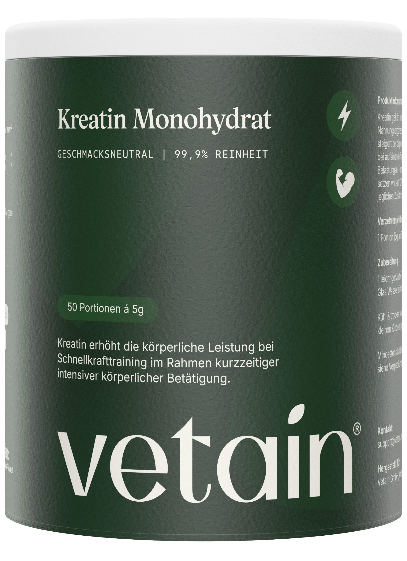 VETAIN Creatin Monohydrat - Ultrafein - hochdosiertes Pulver, - Kreatin Pulver à 250 g