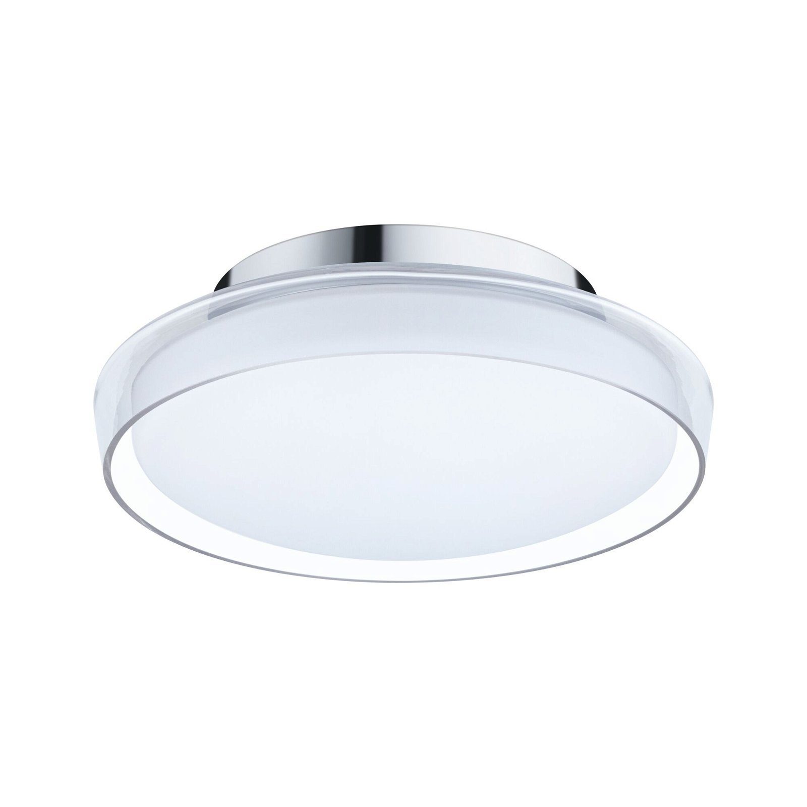 Paulmann LED Deckenleuchte Selection Bathroom Luena IP44, 3000K Chrom 230V Glas/Metall, LED fest integriert, Warmweiß