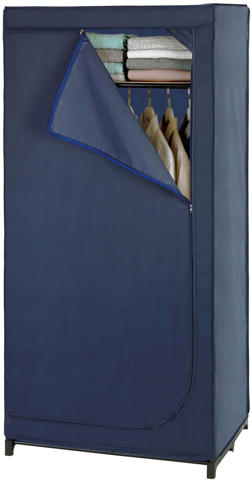 WENKO Kleiderschrank Business Polyester-Qualität, mit Ablage, Höhe 160 cm,  Hochwertiger Falt-Schrank mit zusätzlichem Ablagefach und Reißverschluss | Stahlschränke