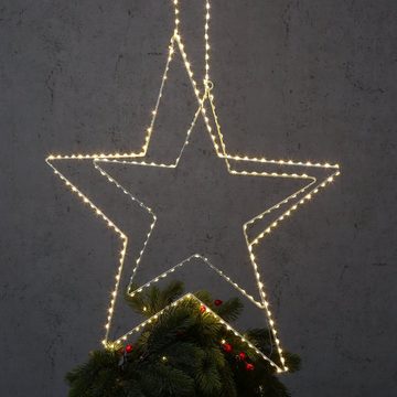 MARELIDA LED-Stern für außen Leuchtstern Metallstern 180LED 60cm Weihnachtsstern Timer Innen/Außen, warmweiß (2100K bis 3000K)