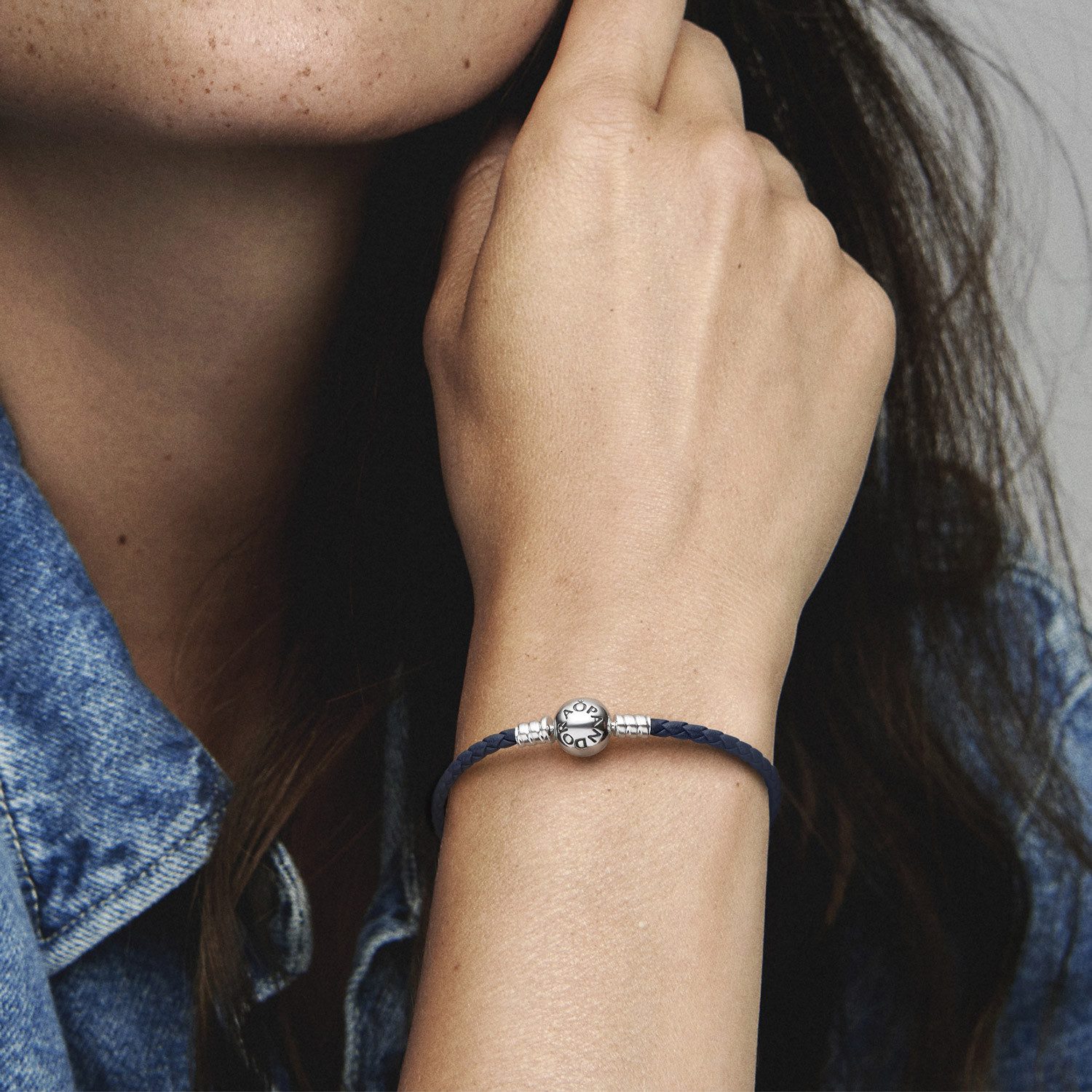 Pandora Silberarmband Damen-Leder Dunkelblau günstig online kaufen