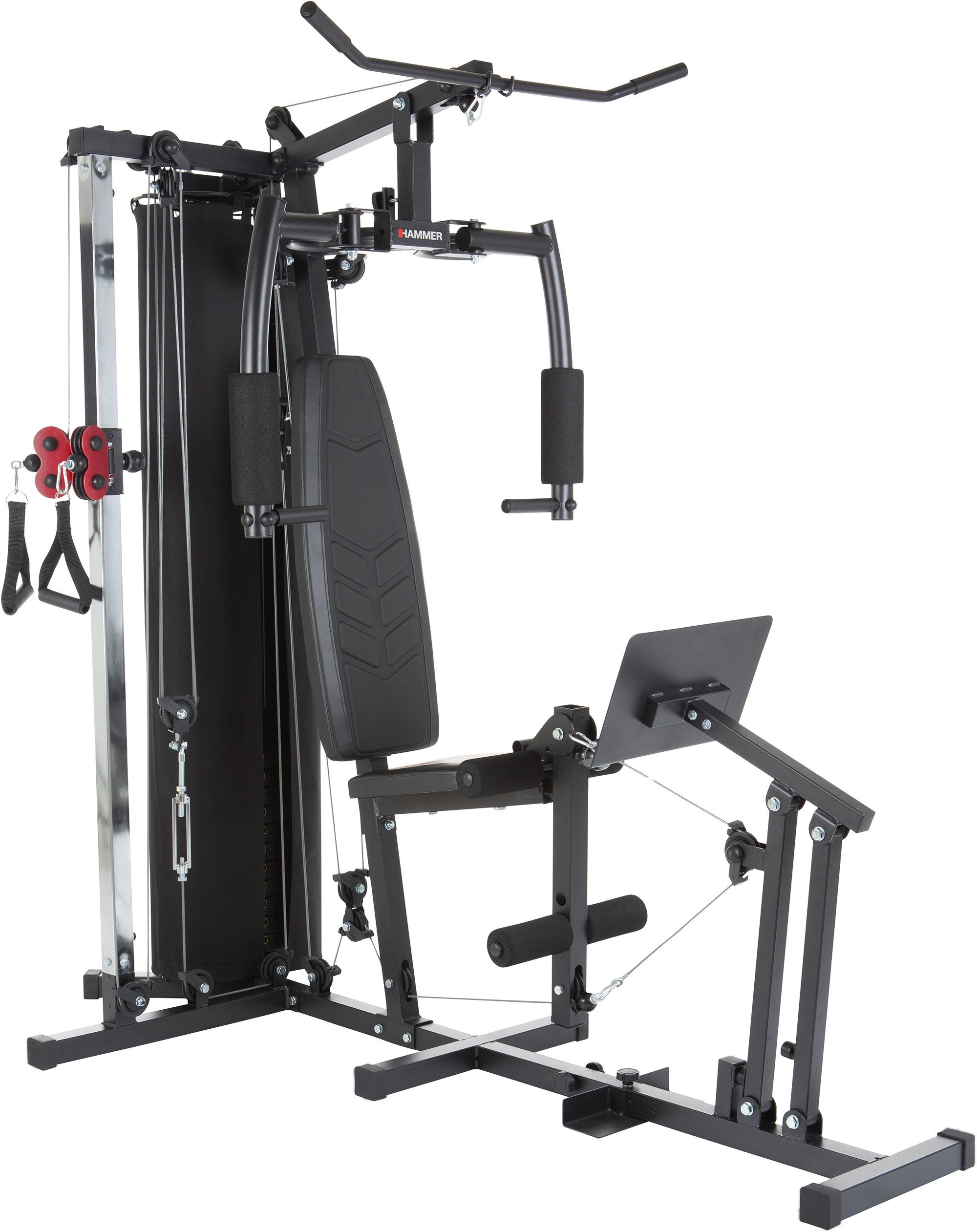 Hammer Kraftstation Kraftstation FERRUM TX3, 12 Gewichtsblöcke (Beinpresse, Butterflystange, Latzug und mehr), multifunktionale Fitnessstation, max. Trainingsgewicht 80 kg