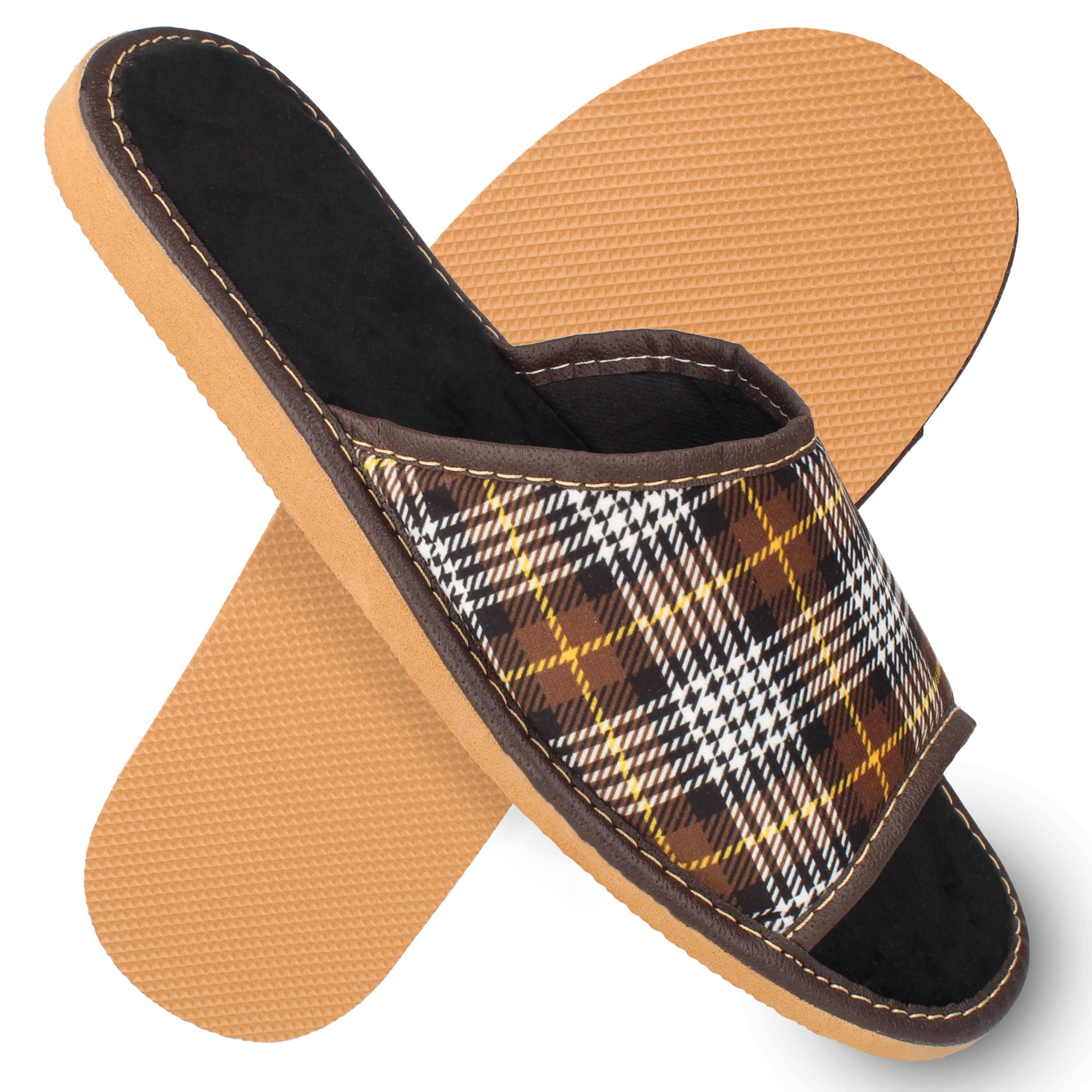 filsko Vejen Herren offen Hausschuh kariert, Slip-On, Open-Toe, samtweich