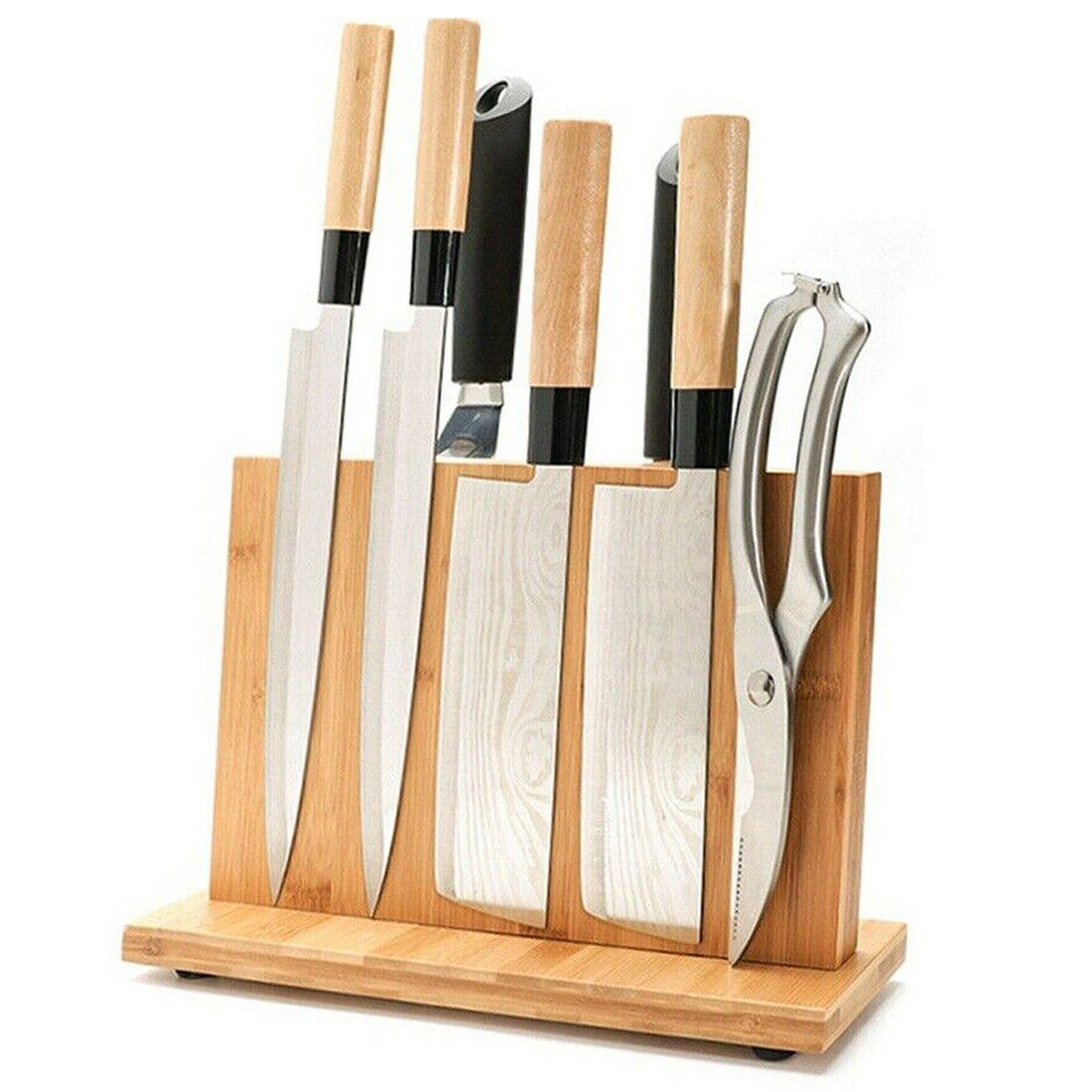 DÖRÖY Messerblock Messerbrett aus Bambus Magnet Messerblock Magnethalter Messerhalter