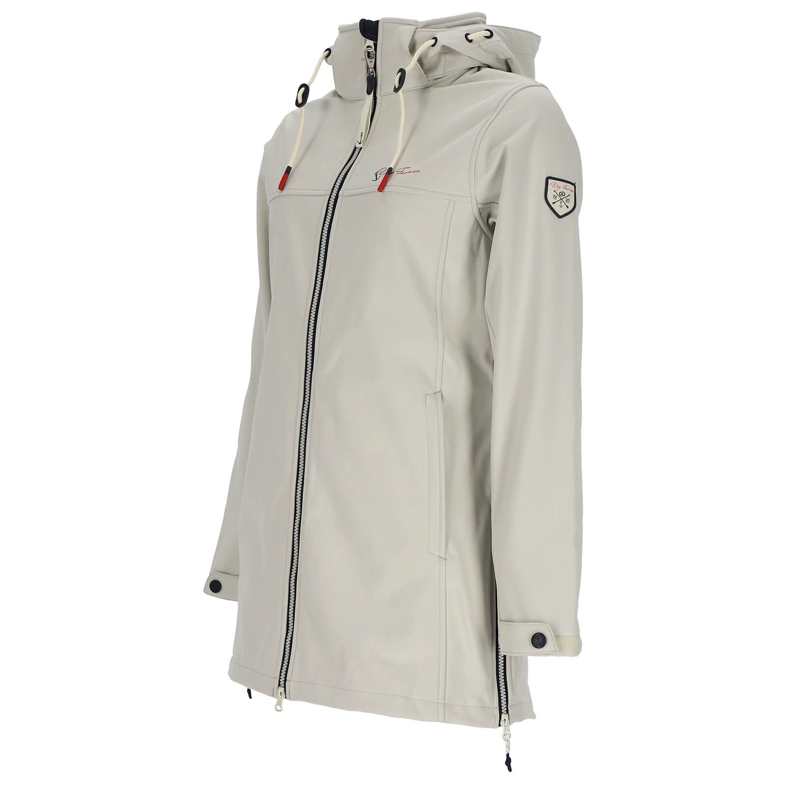 Dry Fashion Softshellmantel Hooge Damen Softshelljacke Mantel Outdoor-Jacke mit Fleece-Innenfutter Atmungsaktiv, Wind- und wasserabweisend, 2-Wege-Reißverschluss, Kapuze