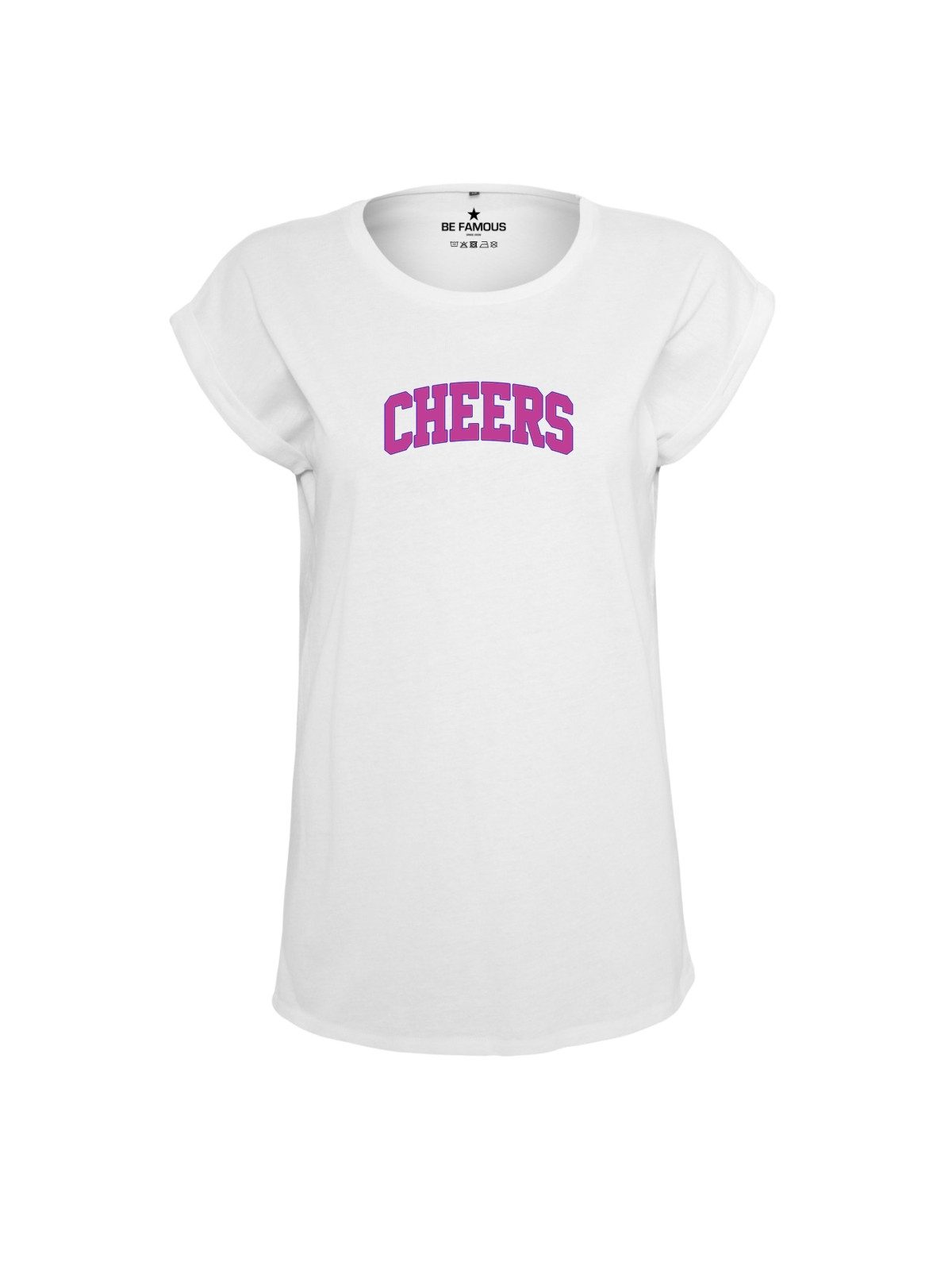 Be Famous Print-Shirt Classic Roll Up CHEERS (1-tlg., keine)