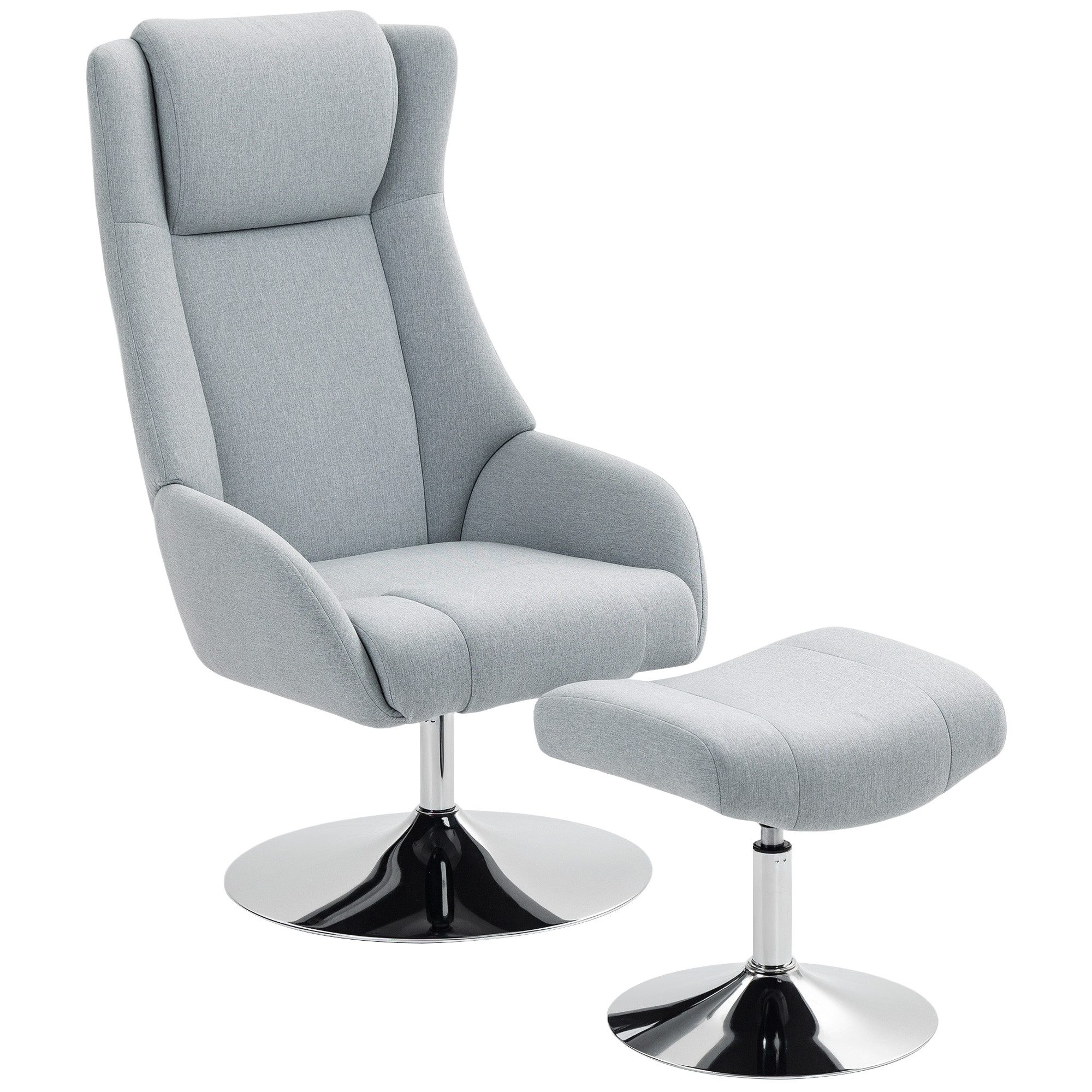 HOMCOM Relaxsessel Fernsehsessel 360°drehbar, hohe Rückenlehne, TV-Sessel Samtoptik (Loungesessel, 2-St., Armlehnstuhl), für Schlafzimmer, Wohnzimmer, Grau – Bild 2 von 5
