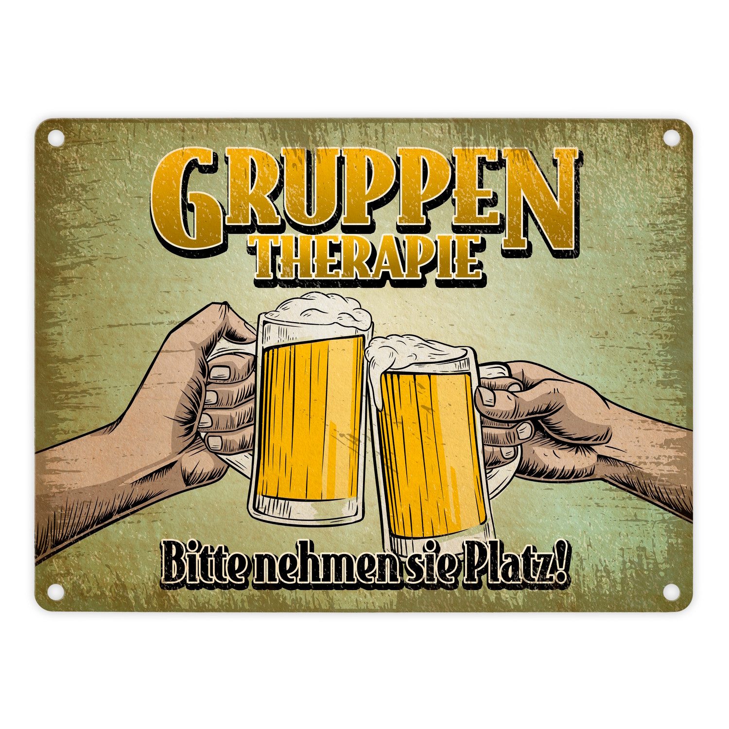 Metallschild Gruppentherapie Bier Metallschild im trendigen Retrolook Schild