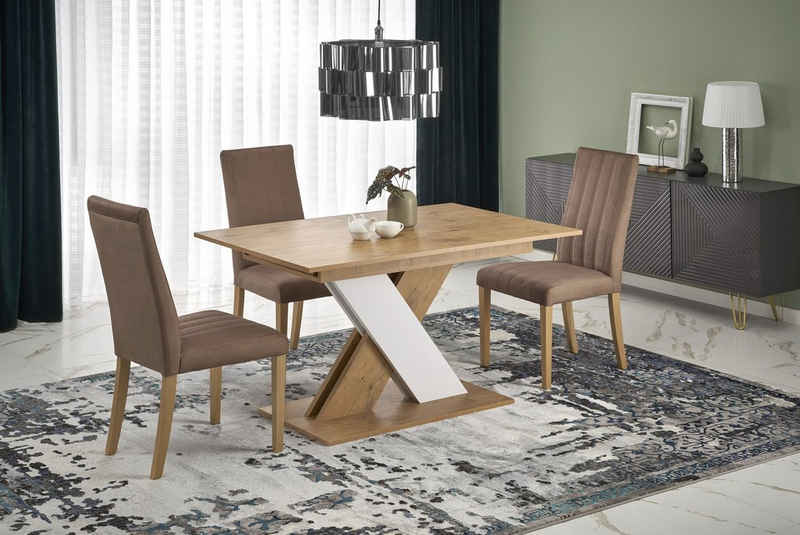 designimpex Esstisch Design Tisch HA-111 Eiche Lancelot - Weiß matt ausziehbar 130 bis 175
