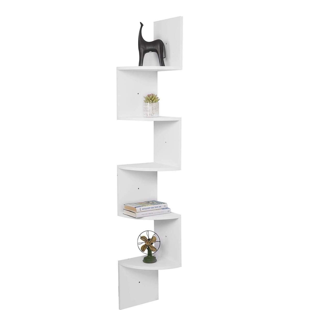 Woltu Wandregal, 1-tlg., Bücherregal Eckregal Zickzack mit 5 Regalböden, 156cm hoch