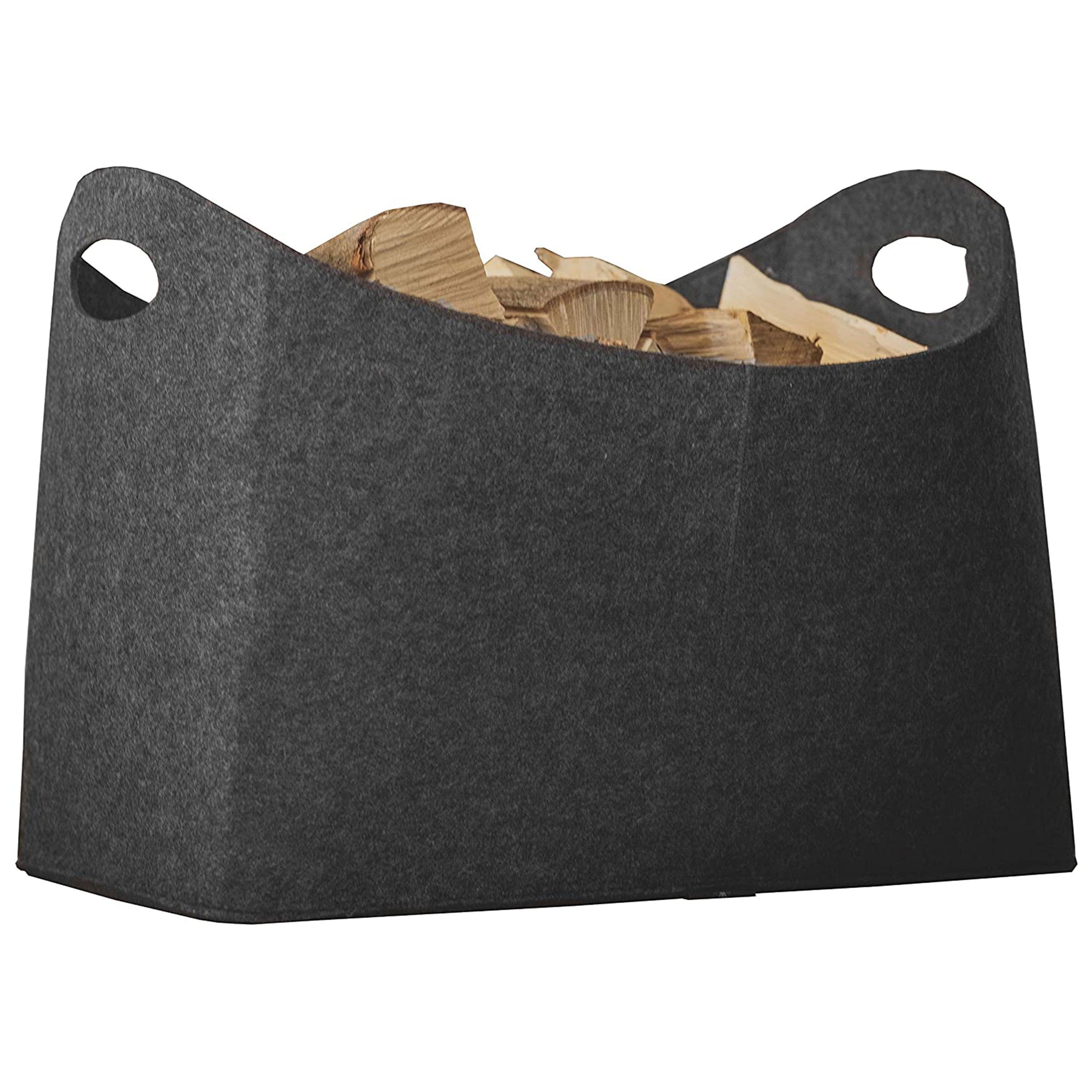 ToCi Kaminholzkorb 2x XXL Filzkorb 40L Kamin-Holzkorb mit Tragegriffen faltbar 53x32x40cm