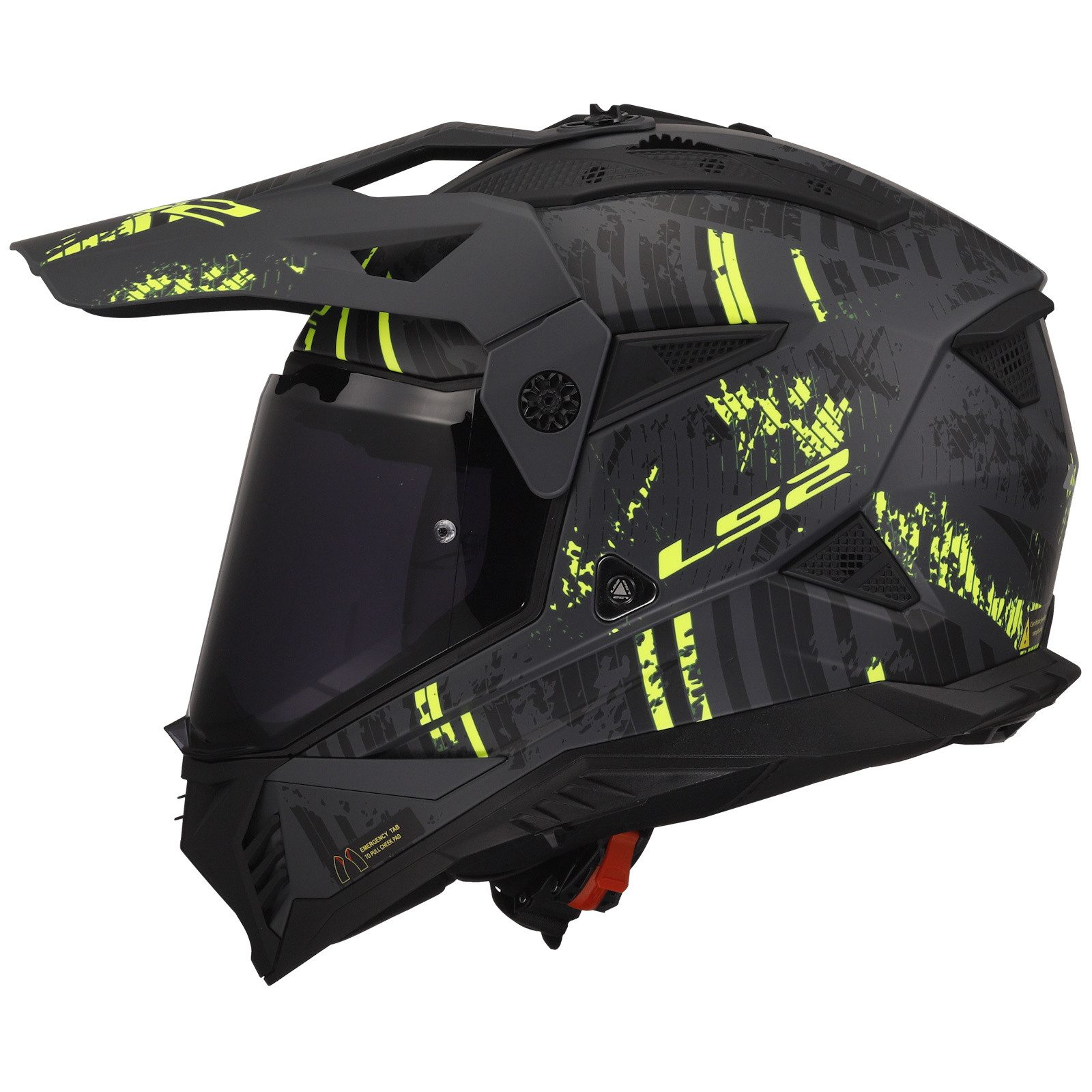 LS2 Motorradhelm LS2 MX702 Pioneer II Crazy Adventure Helm Schwarz / Gelb XL (1er Set), motorradhelm