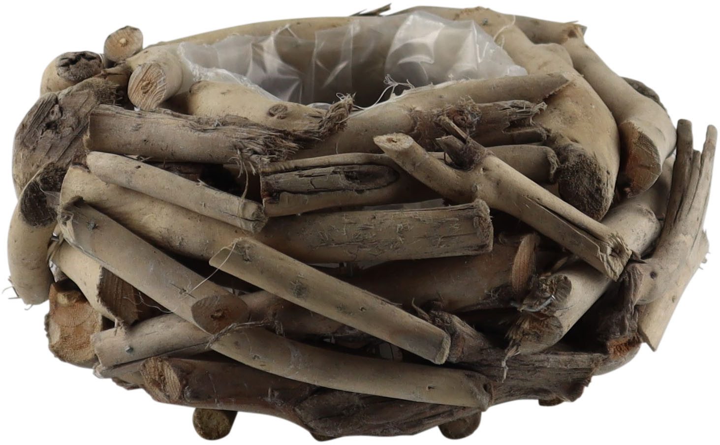 AM Design Dekokranz Kranztopf aus naturbelassenem Holz, perfekt als dekoratives Pflanzgefäß oder für saisonale Arrangements