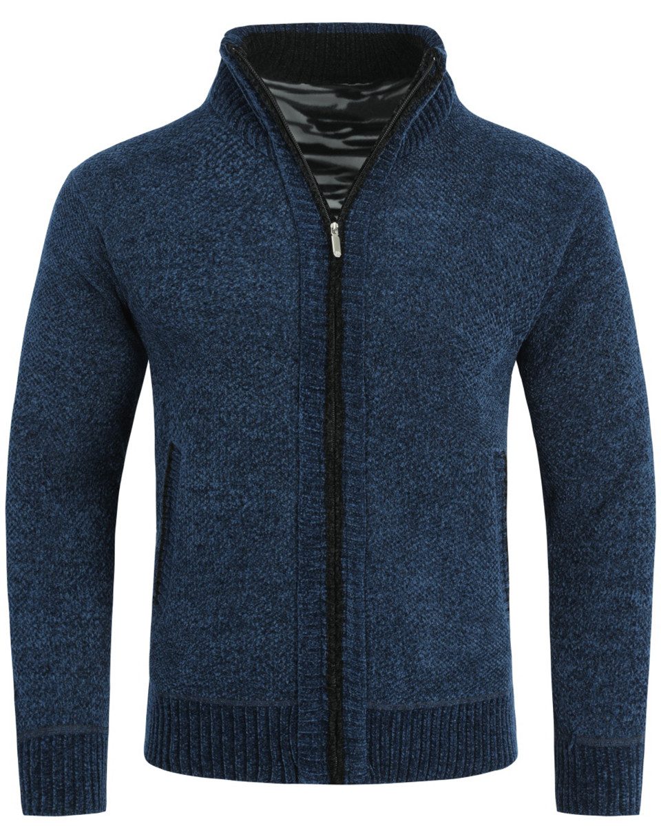 Allthemen Strickjacke mit Stehkragen Cardigan Uni Grobstrick Pullover günstig online kaufen