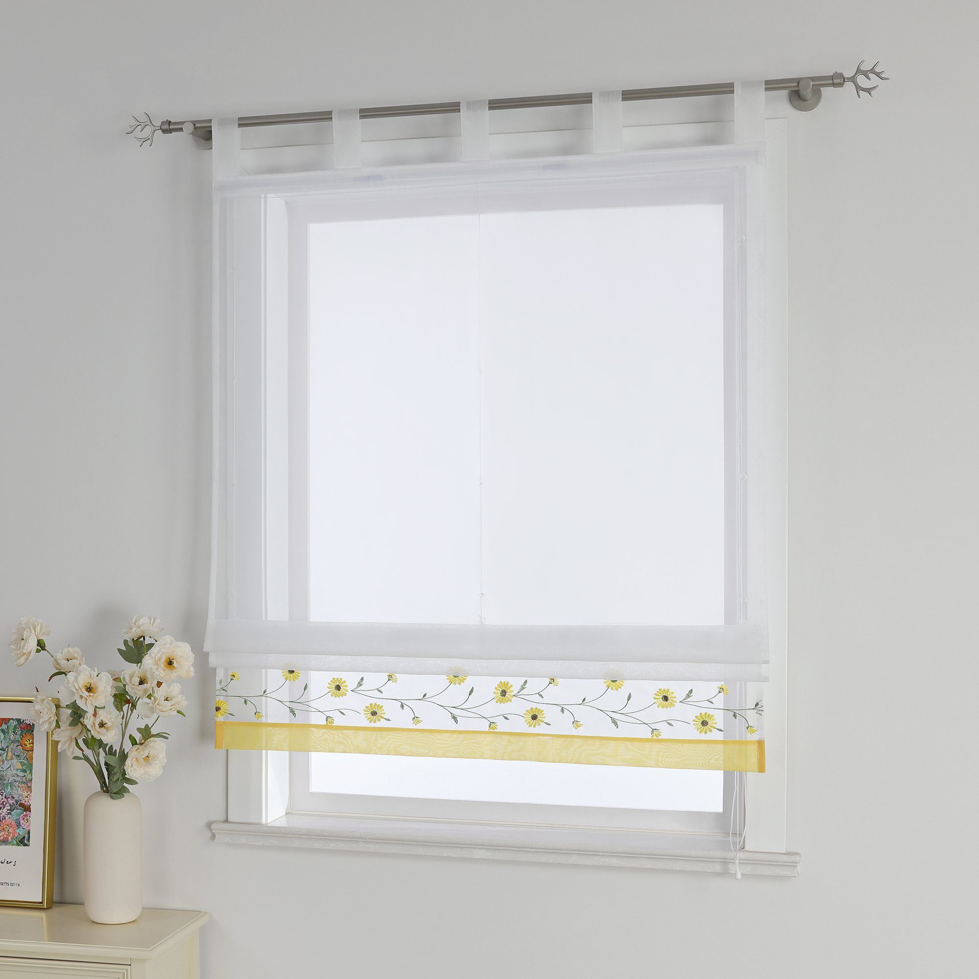 Joyswahl Raffrollo, Bestickte Gardine mit Blumen, Landhausstil günstig online kaufen