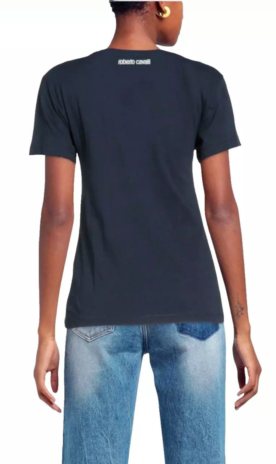 roberto cavalli T-Shirt Firenze Damen RC Monogram Print Logo Slim Fit Scoop-Neck-Ausschnitt und Slim Fit für eine moderne Passform