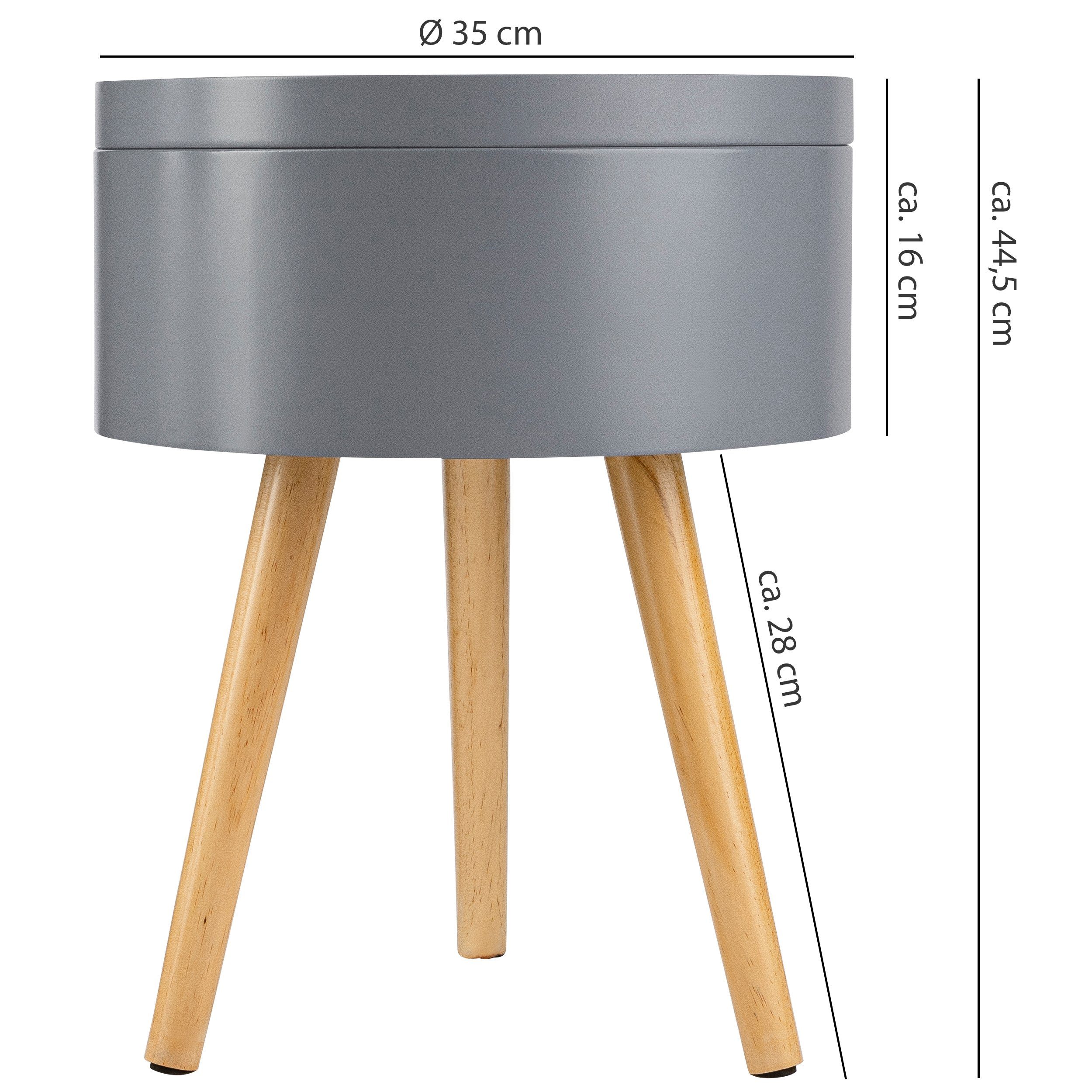 ONVAYA rund, Beistelltisch Sofia cm aus Couchtisch Holz, 35 Nachttisch Ø Grau/Holz