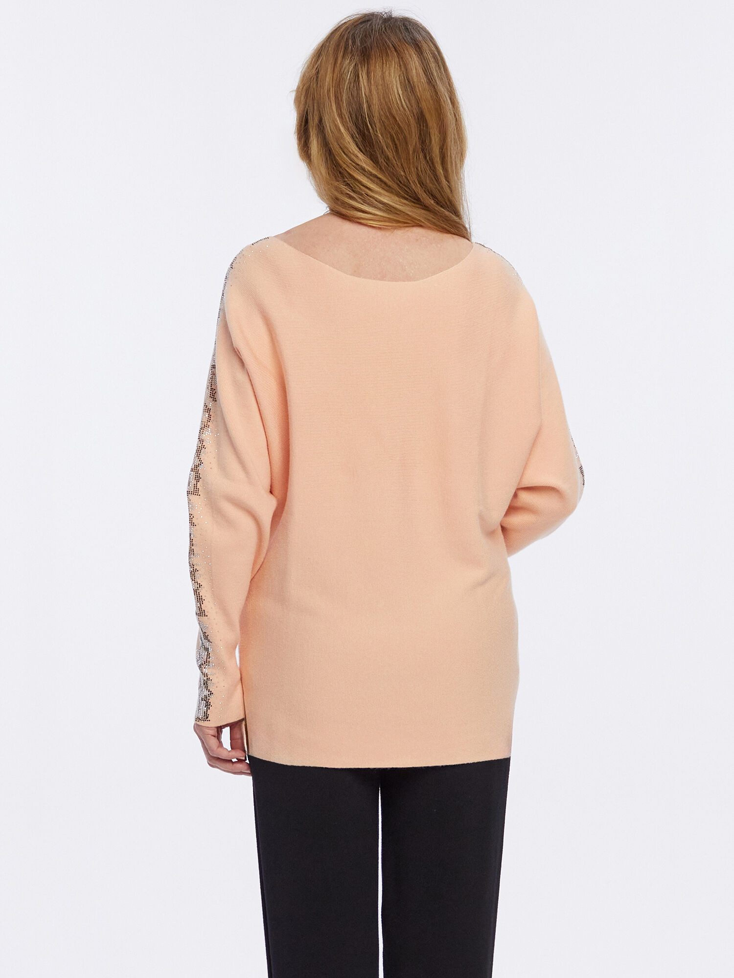 PUNTO & FILO Strickpullover Langarmshirt koerpernah mit Schmucksteinen verz günstig online kaufen