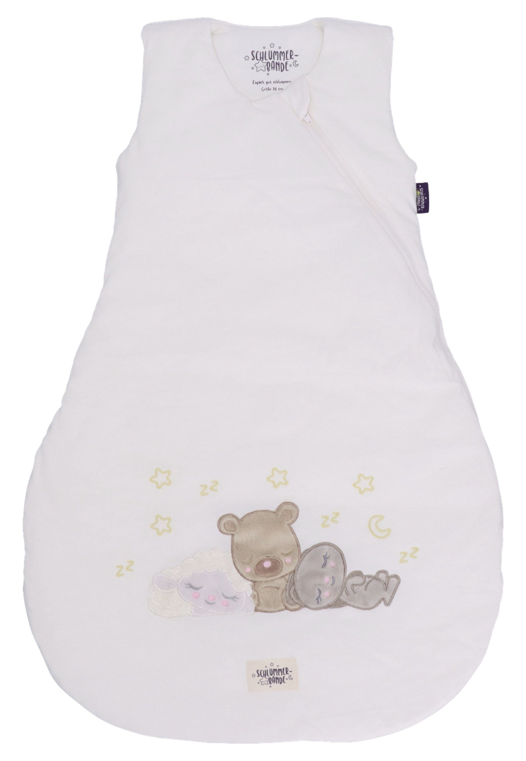 110cm Baby mit Schlafsack Ganzjahres Motiven), Wattierung, süßen und 110cm Strampelsack mit Babyschlafsack Schlummerbande Babyschlafsack leichter Reißverschluss Baby Pucksack (1 tlg., Sterntaler®