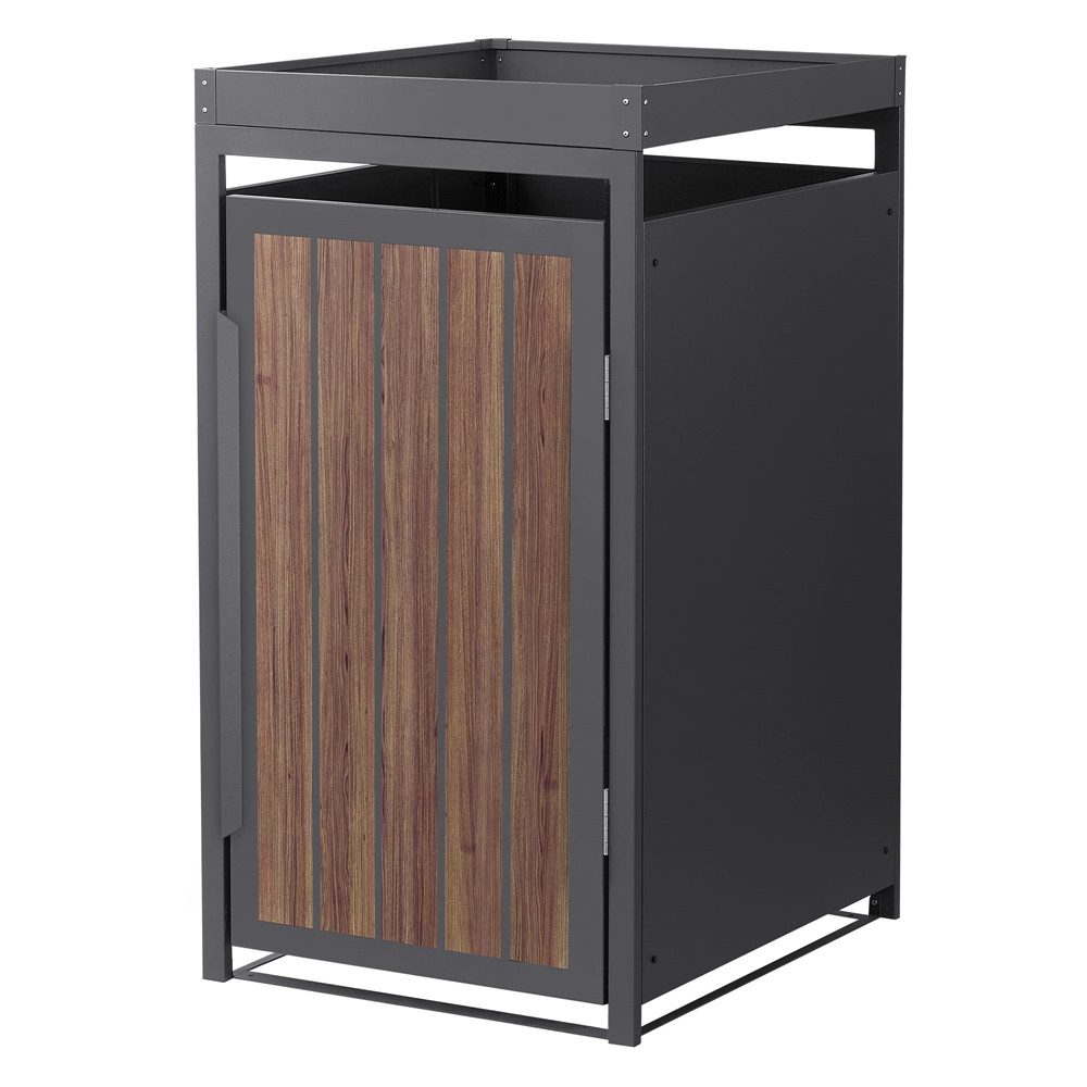 ML-DESIGN Mülltonnenbox Müllbox aus Stahl wetterfeste Mülltonnen Verkleidung Mülltonnengarage, Mülltonnencontainer mit Pflanzdach für 1 Tonne 120 oder 240 Liter