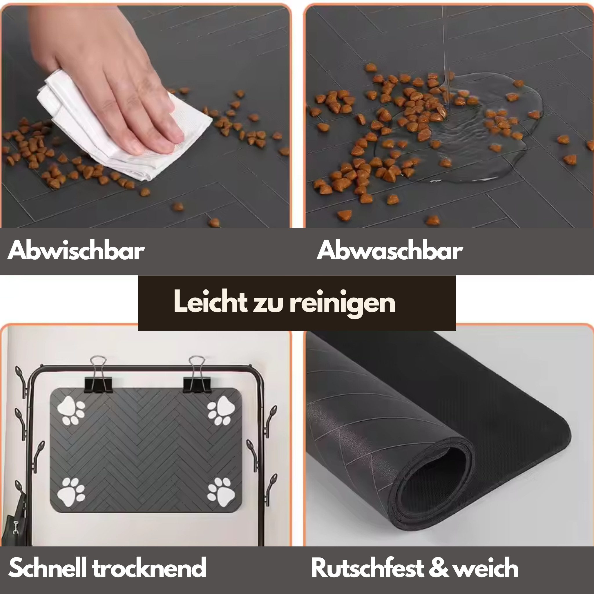 HS.SUPPLY Napfunterlage Hochwertige Hundematte aus Silikon Futternapf Unterlage Futtermatte, Schmutzabweisend & leicht zu reinigen, weiches soft Material – Bild 4 von 5