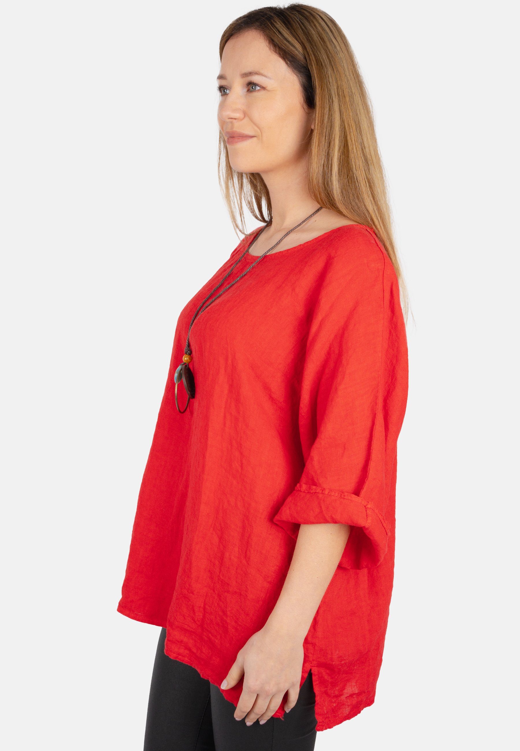 Seasons of April Kurzarmbluse LINA OVERSIZED Weit geschnittene Leinenbluse