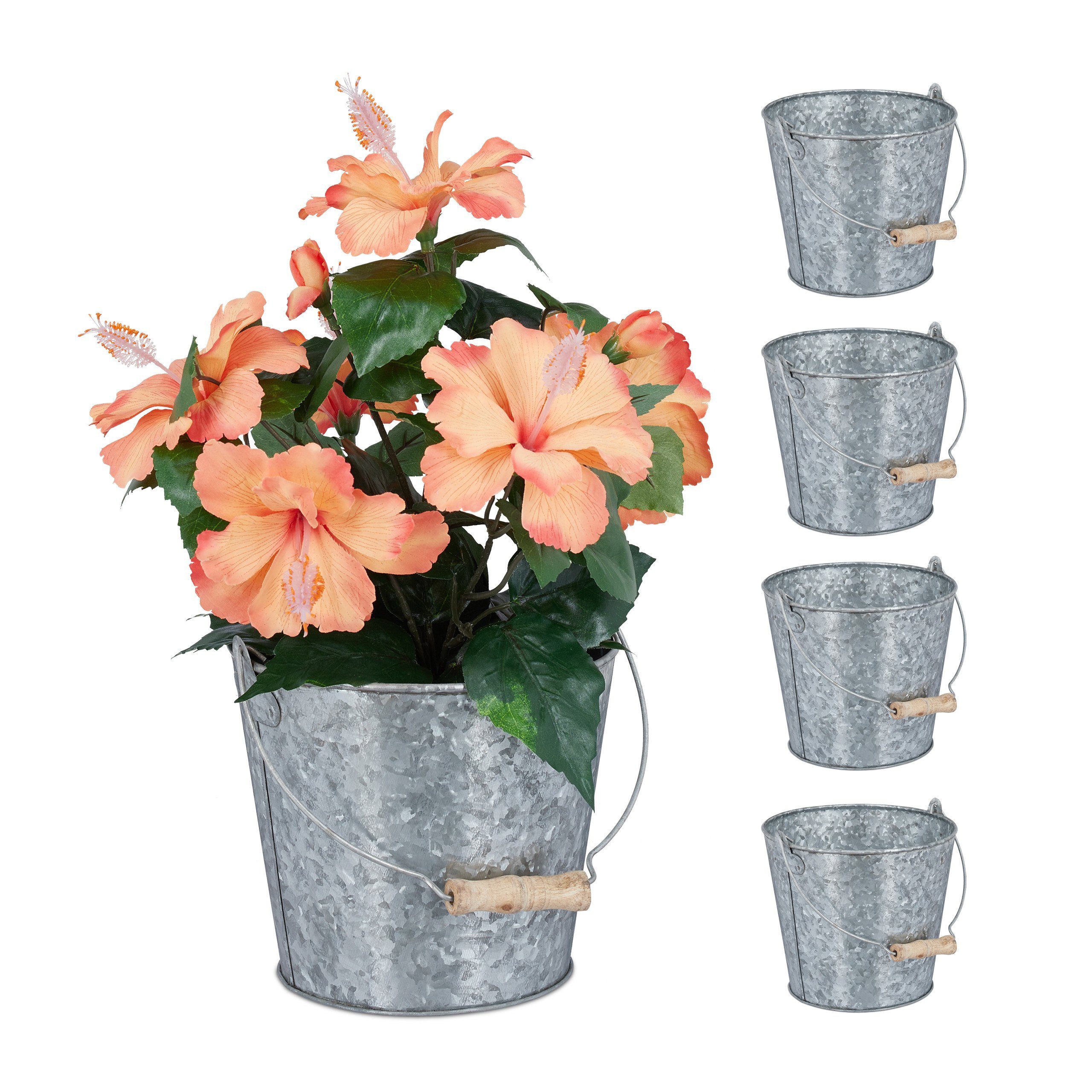 relaxdays Blumentopf Zinktopf 5er Set