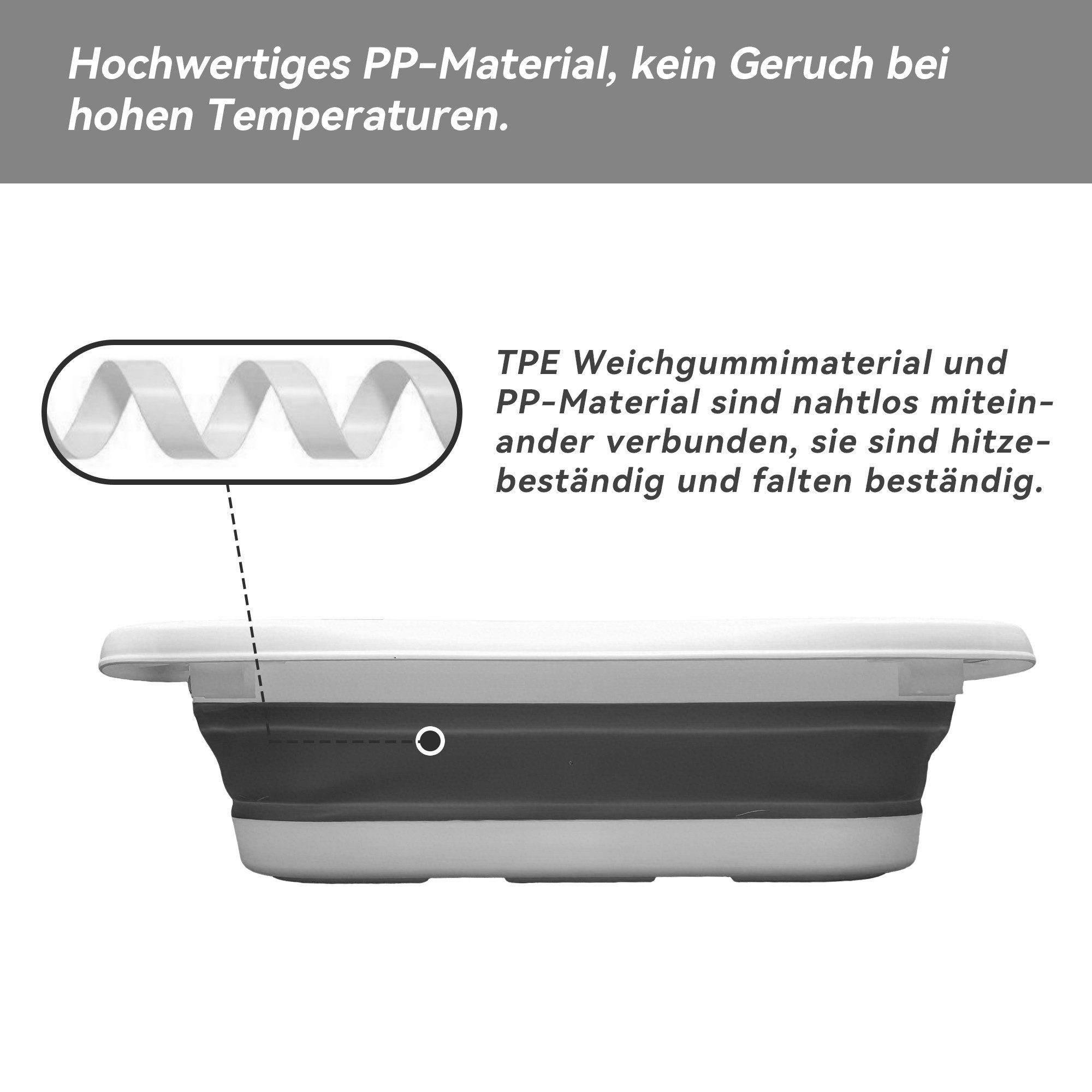 SEHAUSEU Babybadewanne Babywanne Badewanne mit Gestell faltbar, mit Thermometer, mit Abflussschlauch, Kissen–Matratze, Ablagebrett, Haarwaschbecher – Bild 5 von 5
