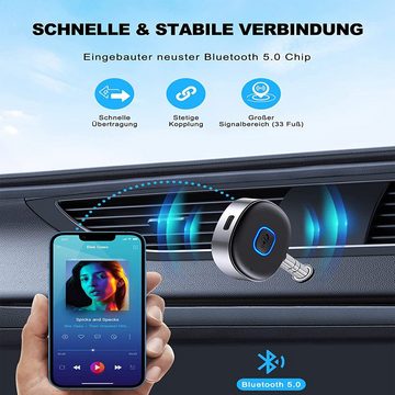 GelldG AUX Bluetooth Adapter Auto, Drahtloser KFZ Bluetooth 5.0 Empfänger Bluetooth-Adapter