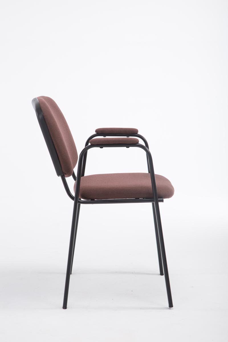 Warteraumstuhl braun Keen TPFLiving - mit Konferenzstuhl - Metall Besucherstuhl Gestell: (Besprechungsstuhl Messestuhl), Polsterung - schwarz - hochwertiger Stoff Sitzfläche: