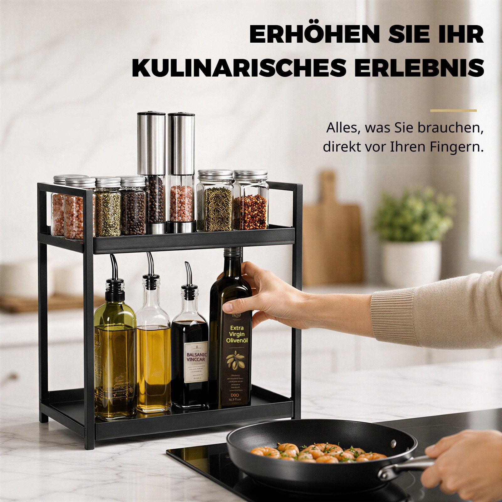 BlingBin Küchenregal 2 Etagen Gewürzregal Stehend, Badezimmer Organizer, 30x17x30cm, 1er Set 1-tlg., Schreibtisch Organizer Regal Für Schlafzimmer Badezimmer Kü – Bild 3 von 5
