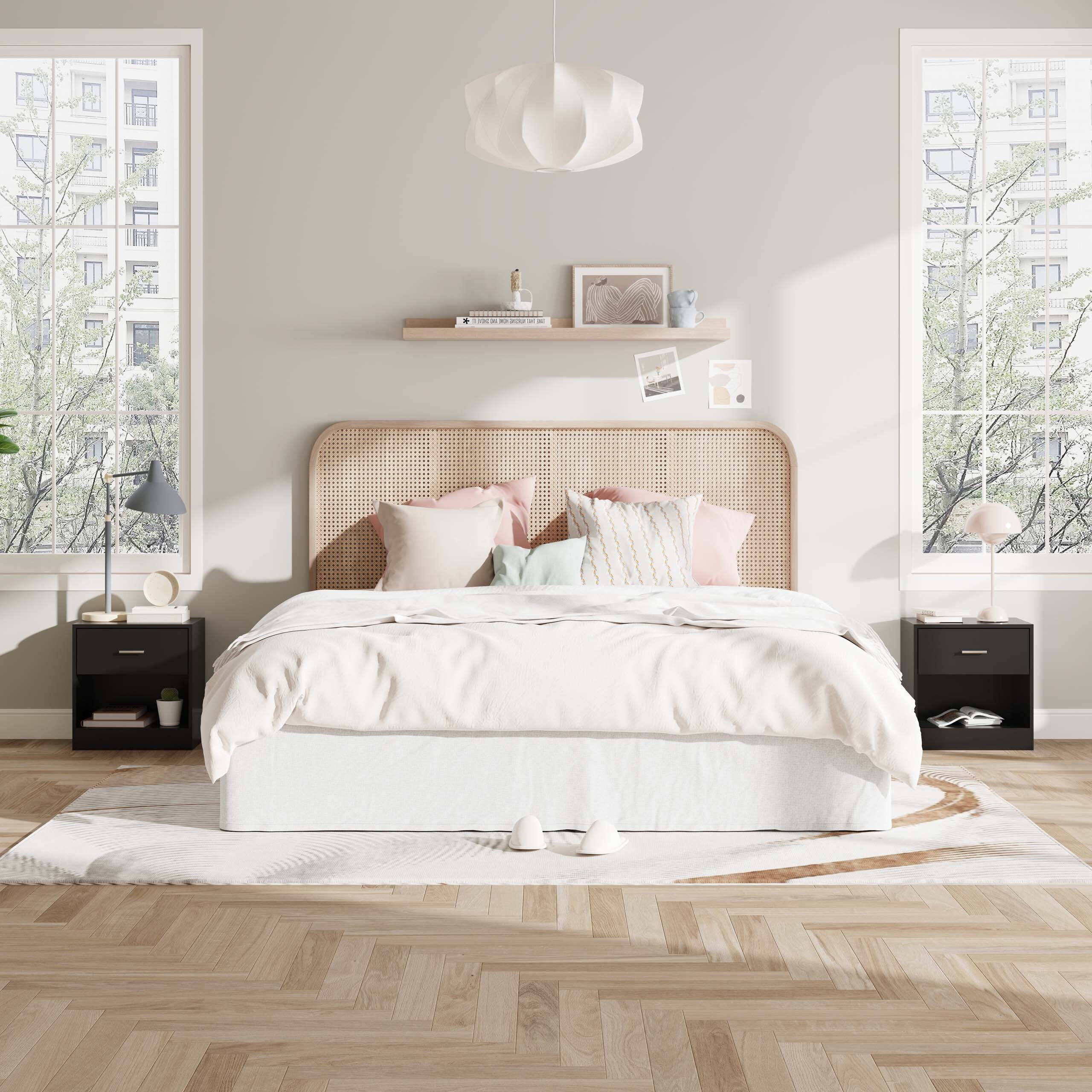 relaxdays Nachtschrank Nachttisch mit Schublade schwarz, 1er-Pack