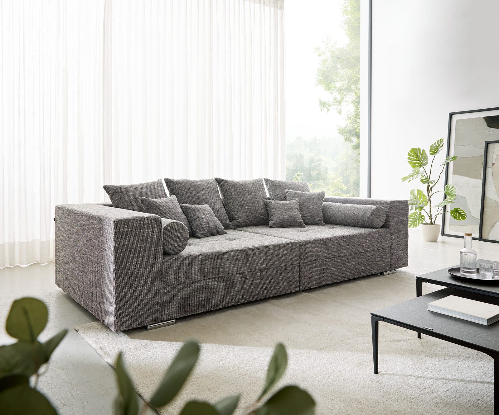 DELIFE Big-Sofa Marlen, Hellgrau 300x140 cm Big-Sofa