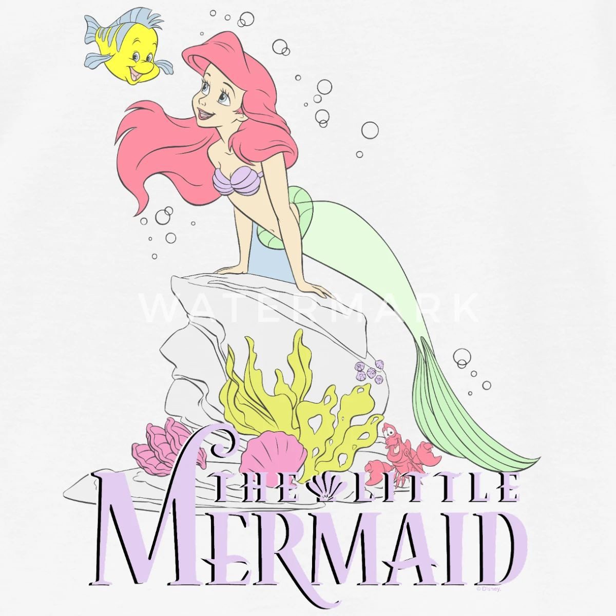 Spreadshirt T-Shirt Arielle Die Kleine Meerjungfrau Auf Fels Teenager T-Shirt (1-tlg)