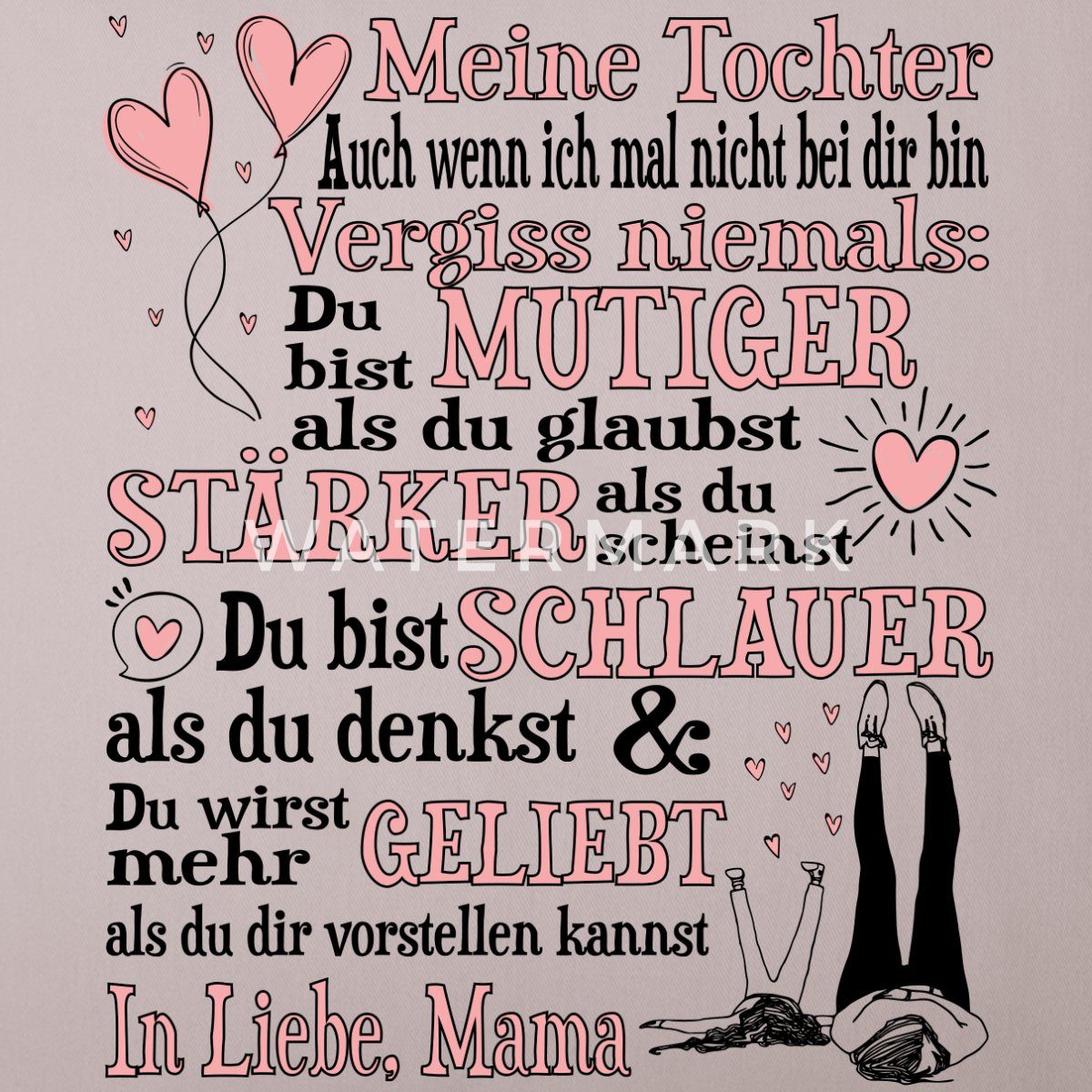 Spreadshirt Kissenbezug Meine Tochter Geschenk Liebeserklärung Mama Kissenb günstig online kaufen
