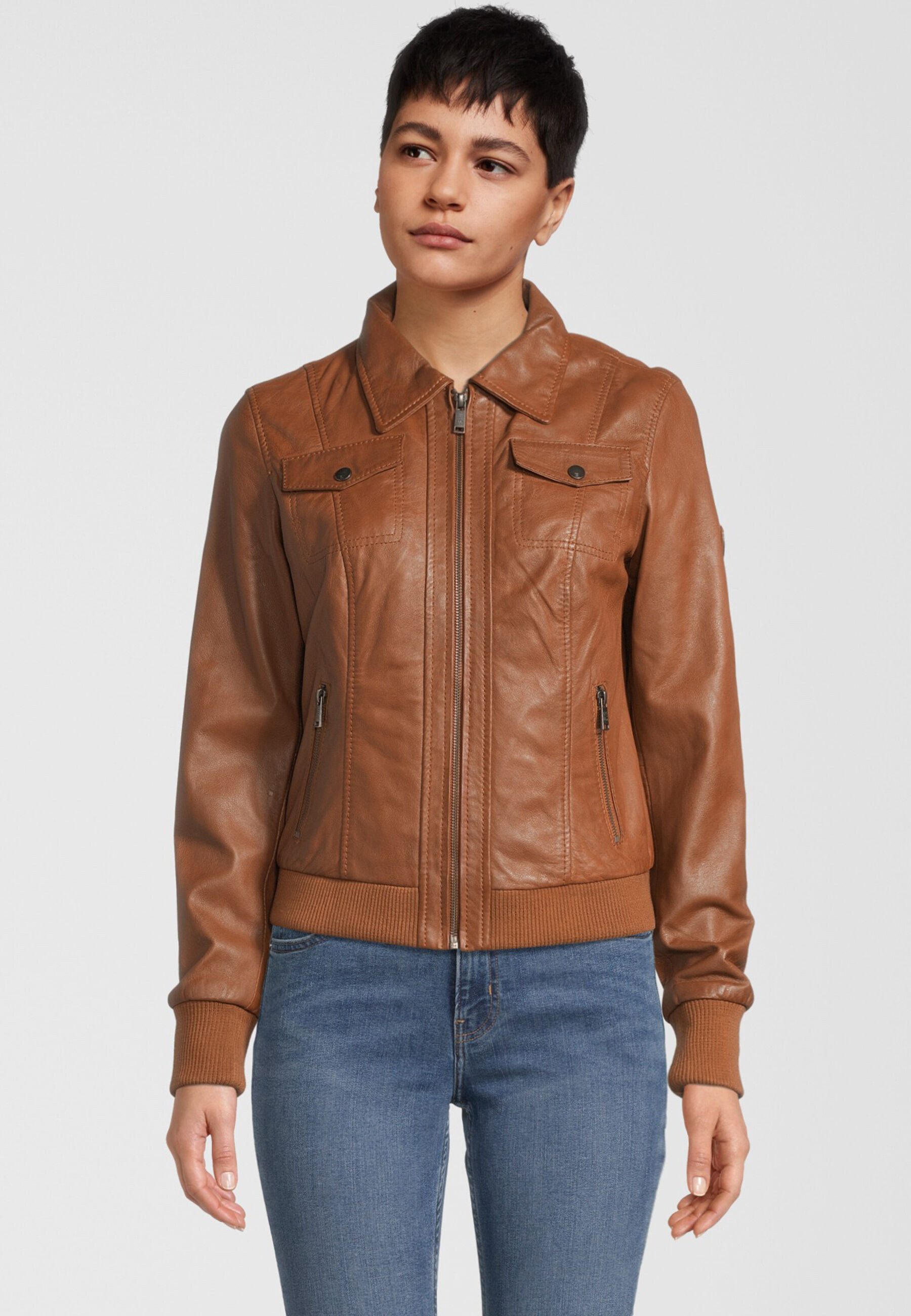 H.I.S Lederjacke SINA (1-St) mit Hemdkragen günstig online kaufen