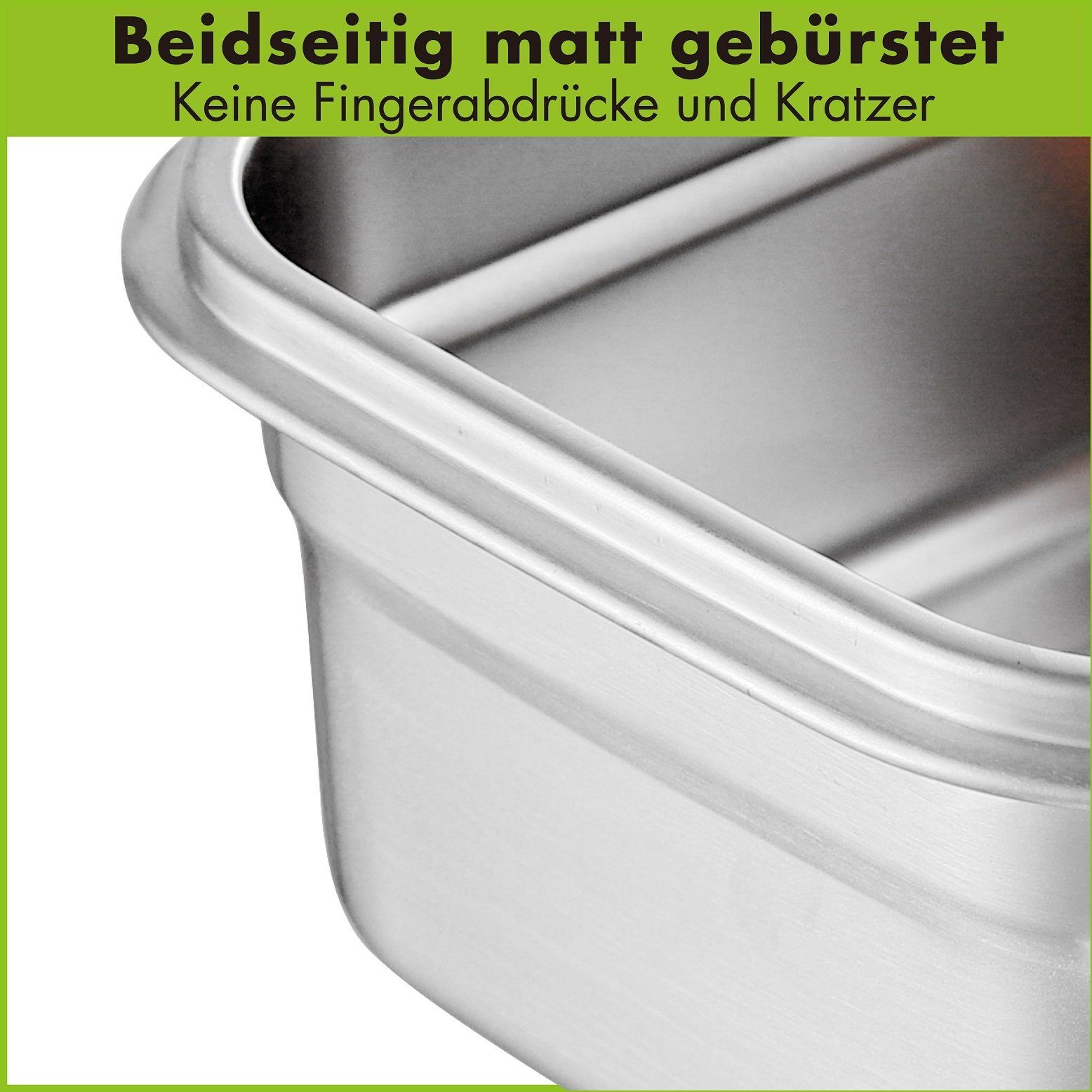 immer Edelstahl "EasyLock" - 18/8, plastikfrei robust, ml Edelstahl und Innenteiler Brotdose mit Lunchbox 1200