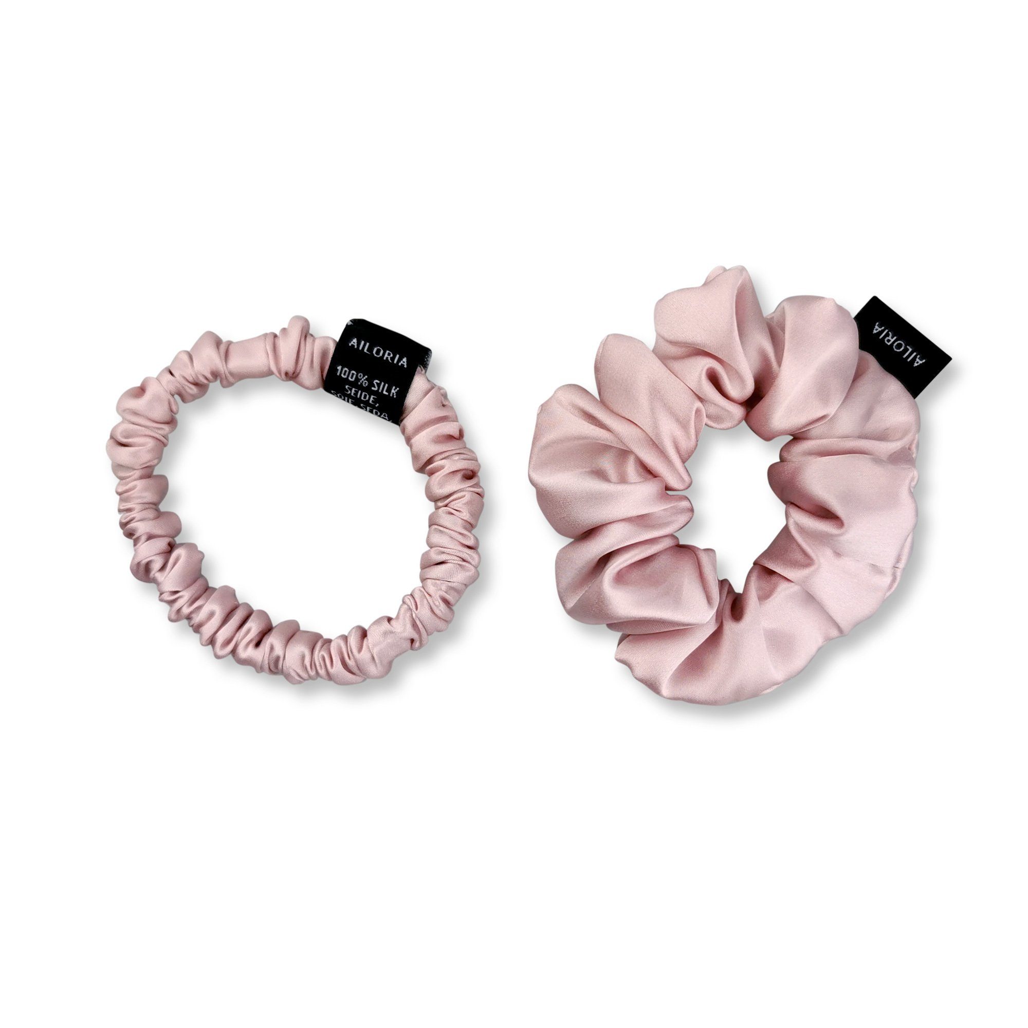 s (Größe M) AILORIA Haargummi DOUX m und Haargummis Luxuriöses Set und scrunchies seide, aus pink set aus S