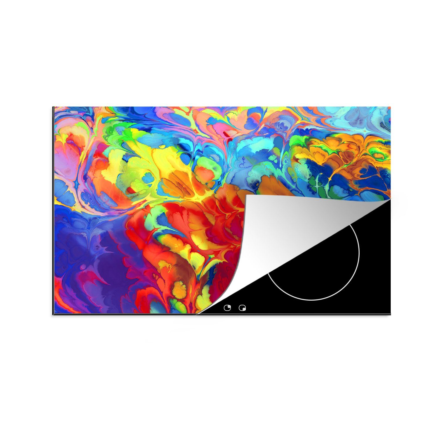 MuchoWow Herdblende-/Abdeckplatte Regenbogenfarben beigemischt, Vinyl, (1 tlg), 81x52 cm, Induktionskochfeld Schutz für die küche, Ceranfeldabdeckung