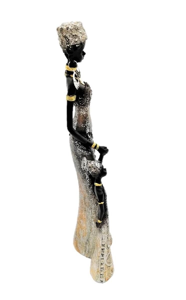 Geschenkestadl Afrikafigur Afrikanische Mutter mit Kind traditionell 31 cm Wohnkunst Polystein (Spar-Set, 1 St., 1 afrikanische Mutter mit ihrem Kind), detaille reiche Verarbeitung