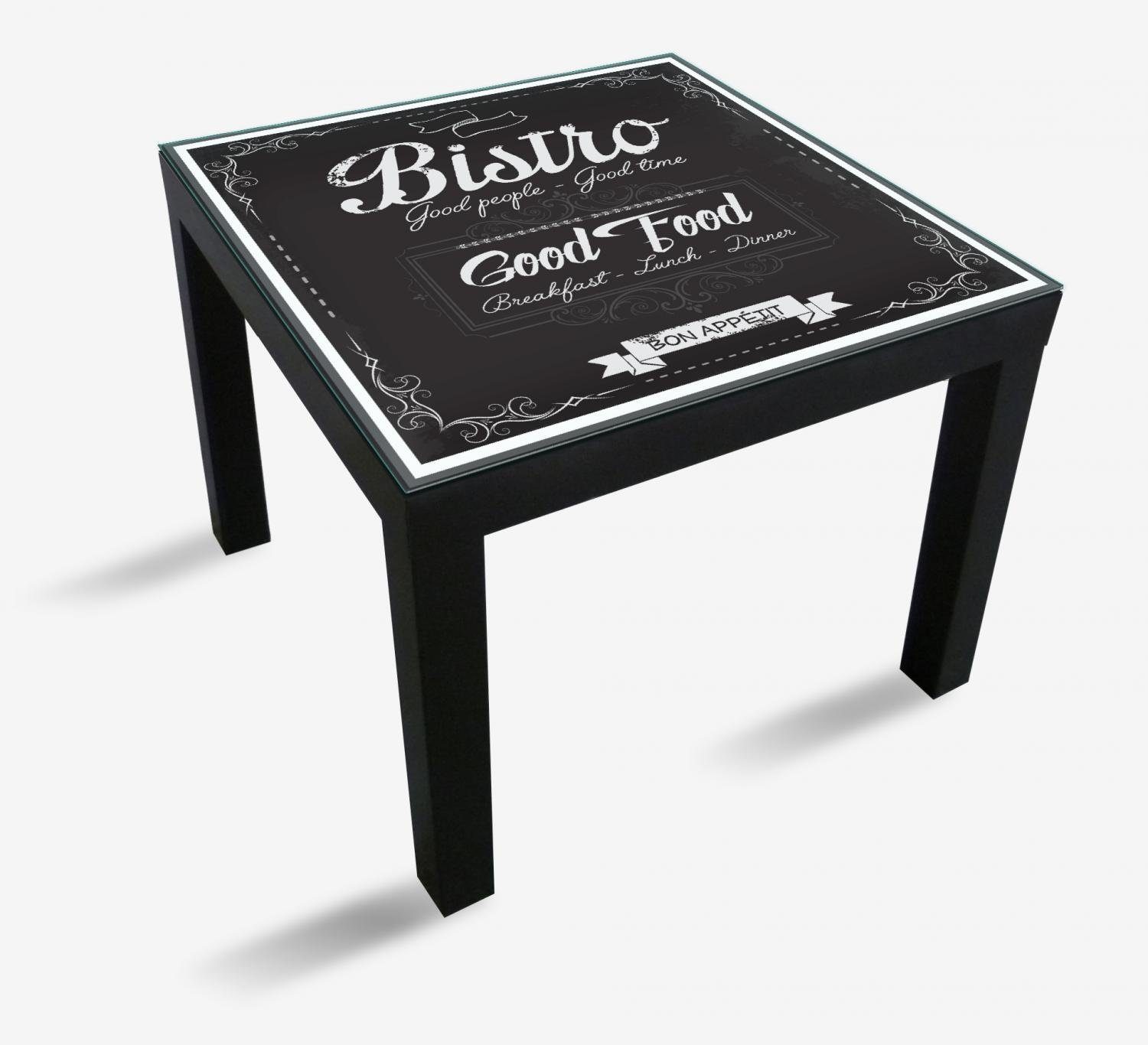 Wallario Tischplatte Bistro-Design in schwarz-weiß (1 St), für Ikea Lack Tisch geeignet