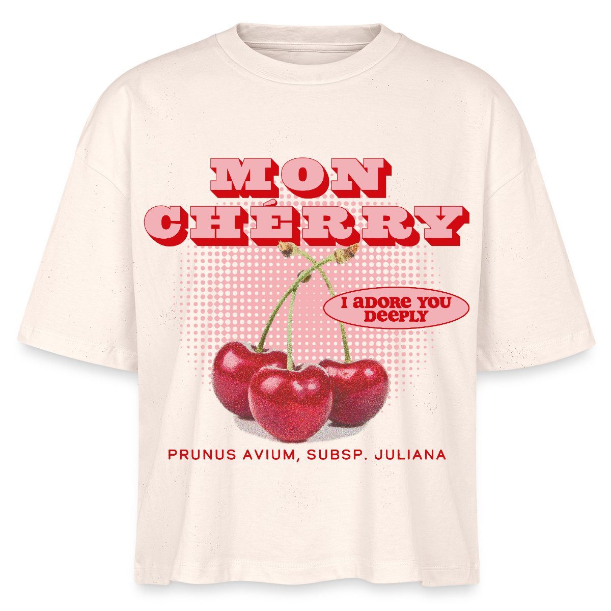 T-Shirt Mon Cherry Love Vintage Fruit Design Boxy Shirt Damen