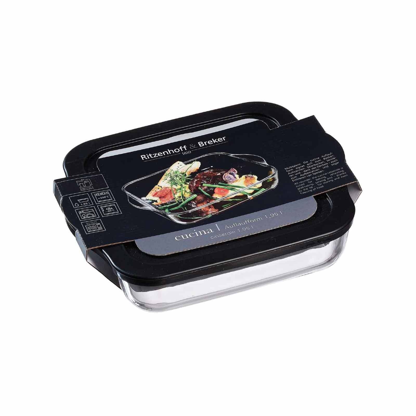 Ritzenhoff & Breker Auflaufform Cucina Auflaufform mit Frischhaltedeckel, Glas