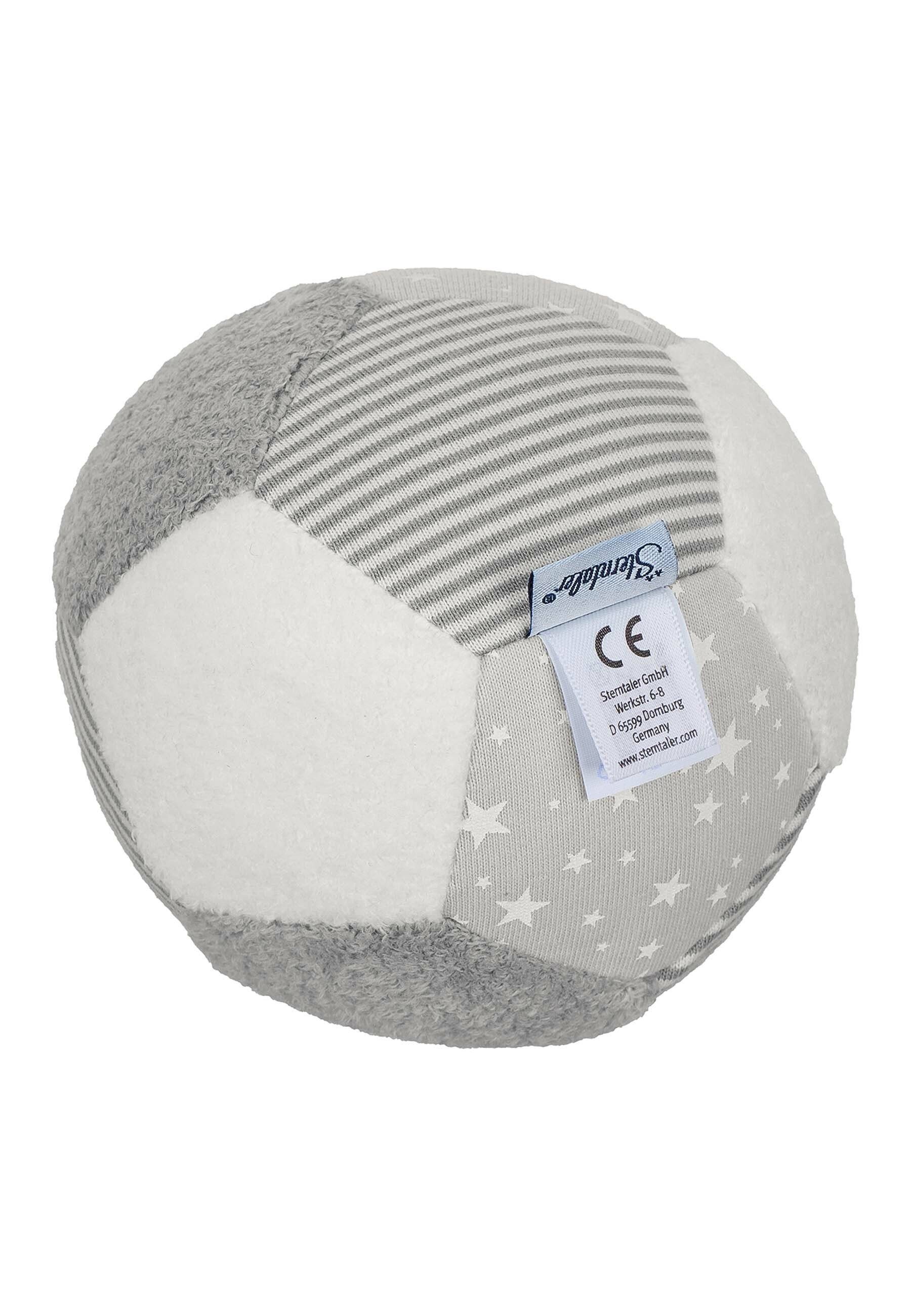 - und grau/weiß, Baumwolle aus hören, 11 Polyester Grau/weiß Sterntaler® in Spielball Stoff groß Ball Babyball Spielball - cm aus - - fühlen, mit krabbeln im Materialmix Bälle Rassel Ball Baby rollen,