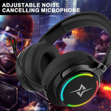 Y-YOPZI Gaming-Headset (Lautstärkeregelung und Mikrofonstummschaltungstaste, Mit Kabel, Mit 3DSurround Sound Headset mit Mikrofon,Noise Cancelling RGB Lichter)