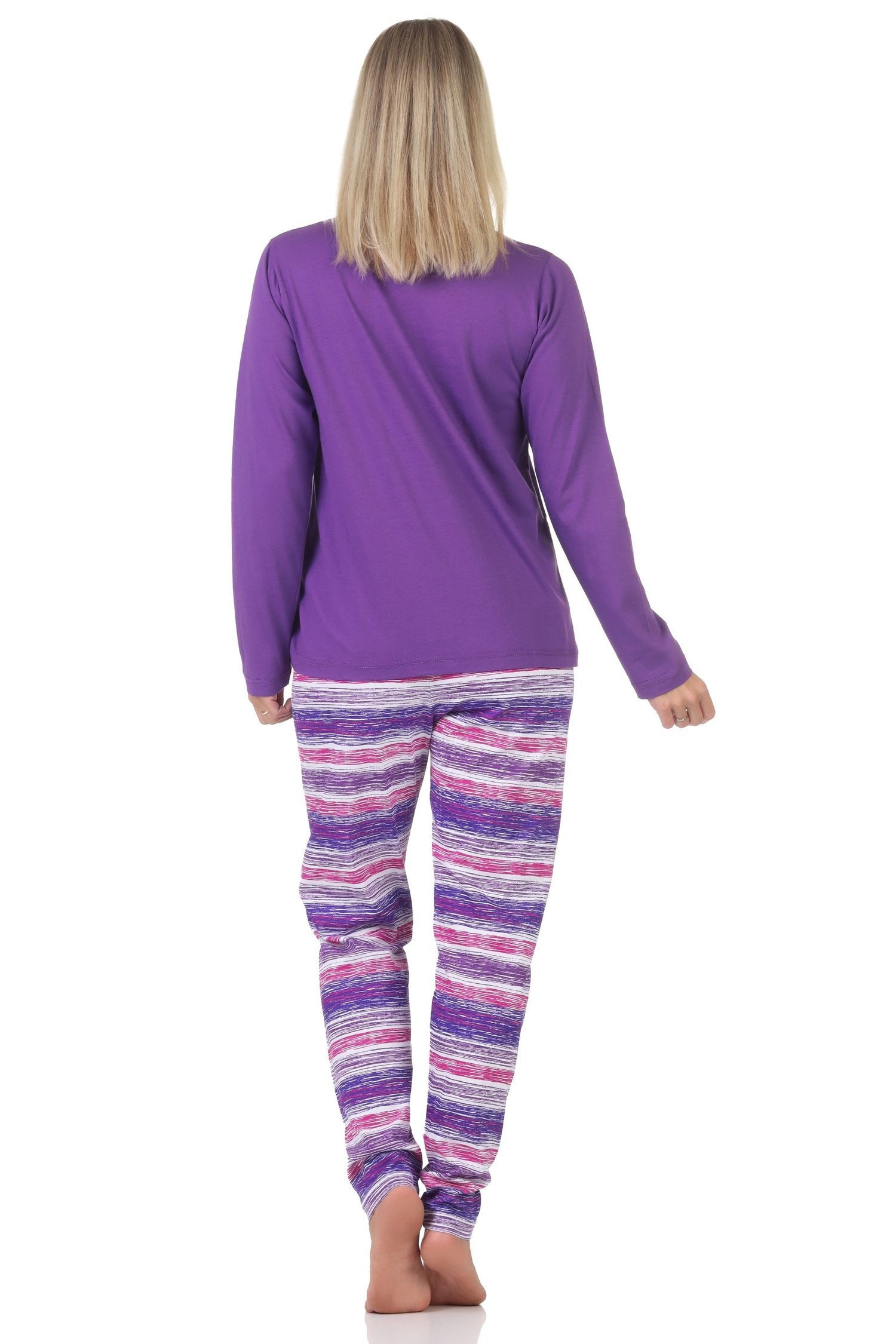 Normann Pyjama Normann Damen langarm Schlafanzug Pyjama in wunderschöner Optik