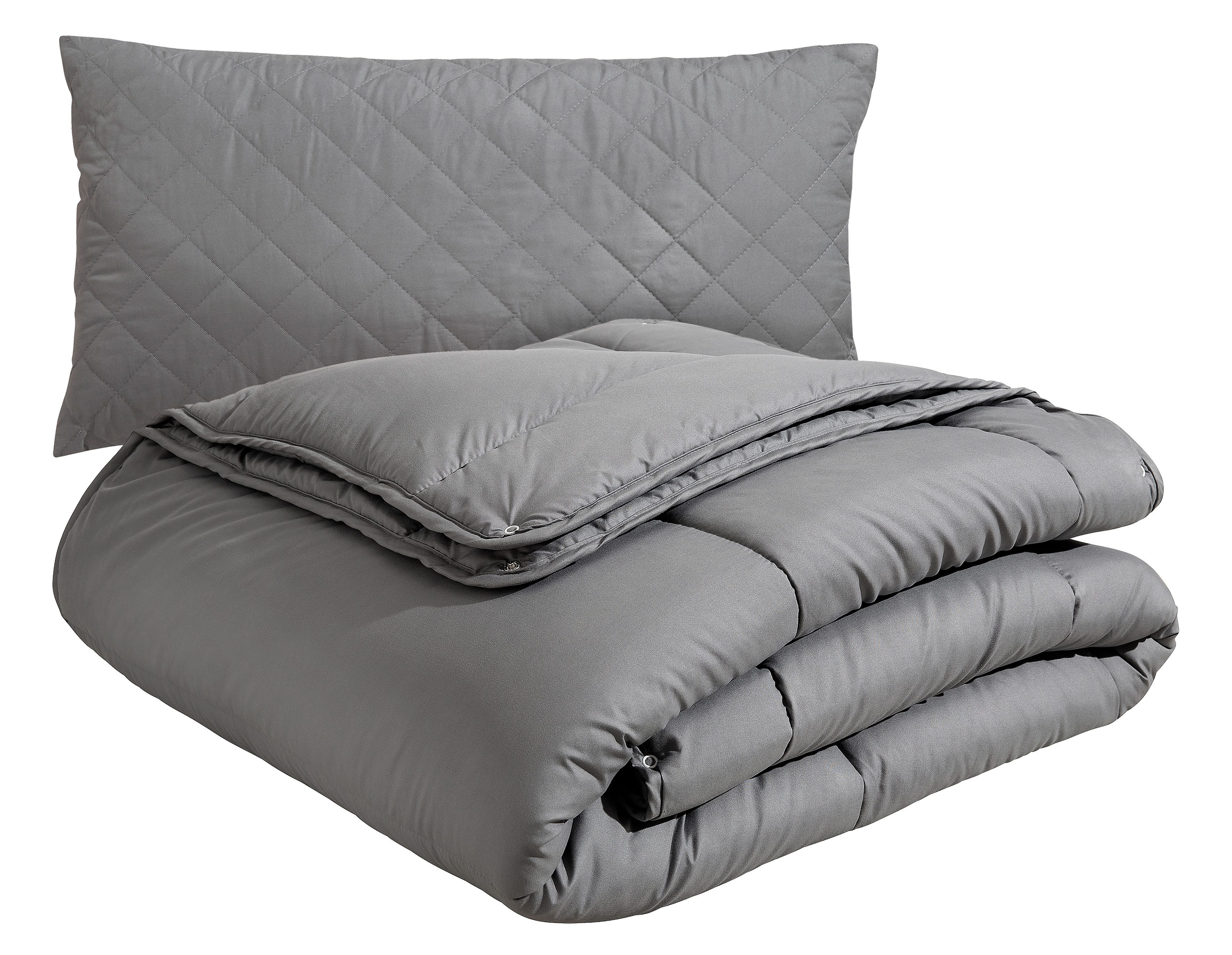 OTTO home Microfaserbettdecke + Microfaserkissen Clarra Spar Set, Decke + Kissen 135x200, 155x200 cm & weitere Größen, Set mit Kissen 40x80 cm, 80x80 cm, Sommer, Herbst, Winter in grau. Reduzierter Preis € 47,49. Unverbindliche Preisempfehlung € 84,90